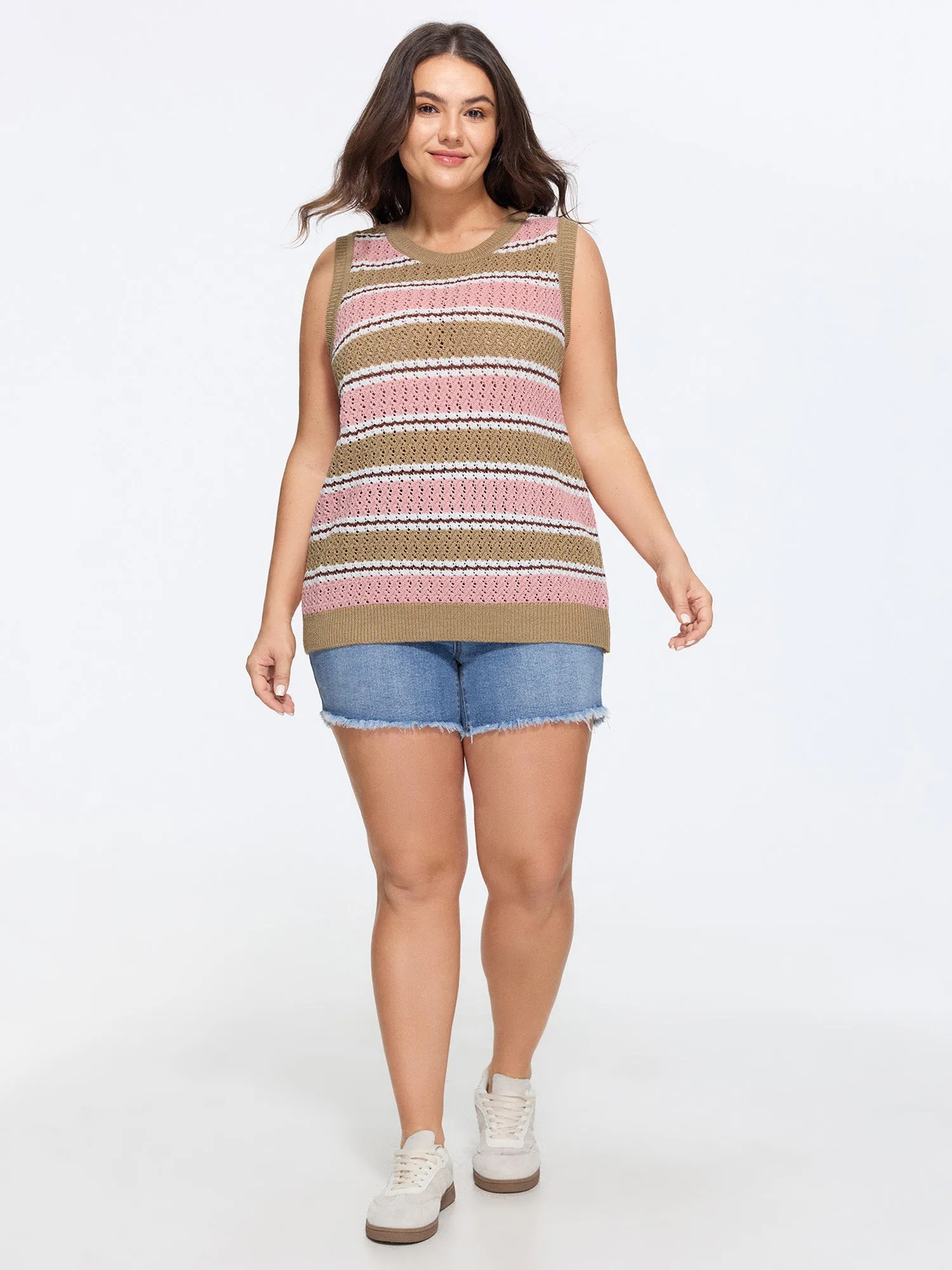 Striped Color-Block Sleeveless Sweater Vest sold by Bloomchic product image thumbnail 3