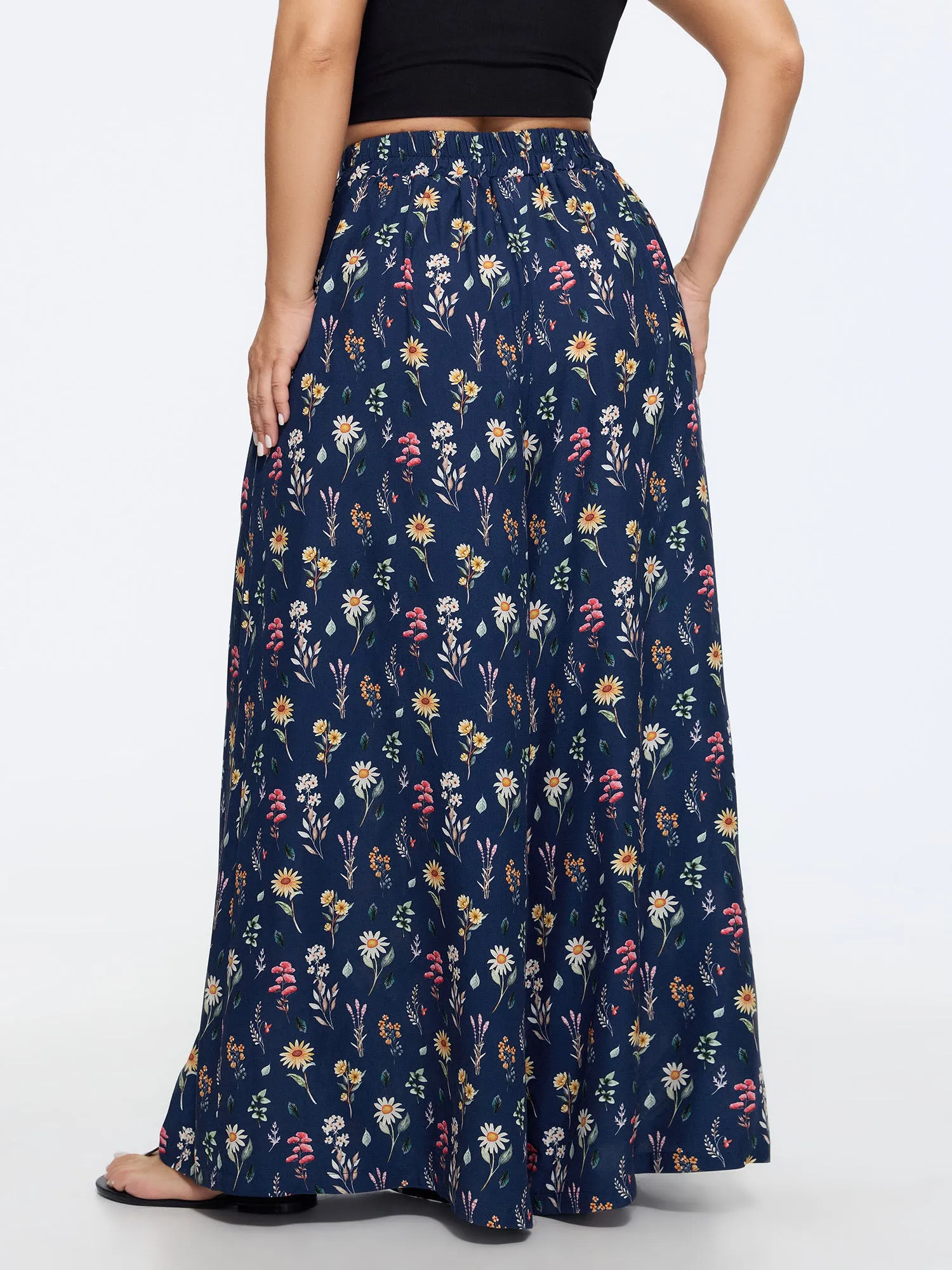 Ditsy Floral Print Stretchy Waist Wide Leg Pants sold by Bloomchic product image thumbnail 5
