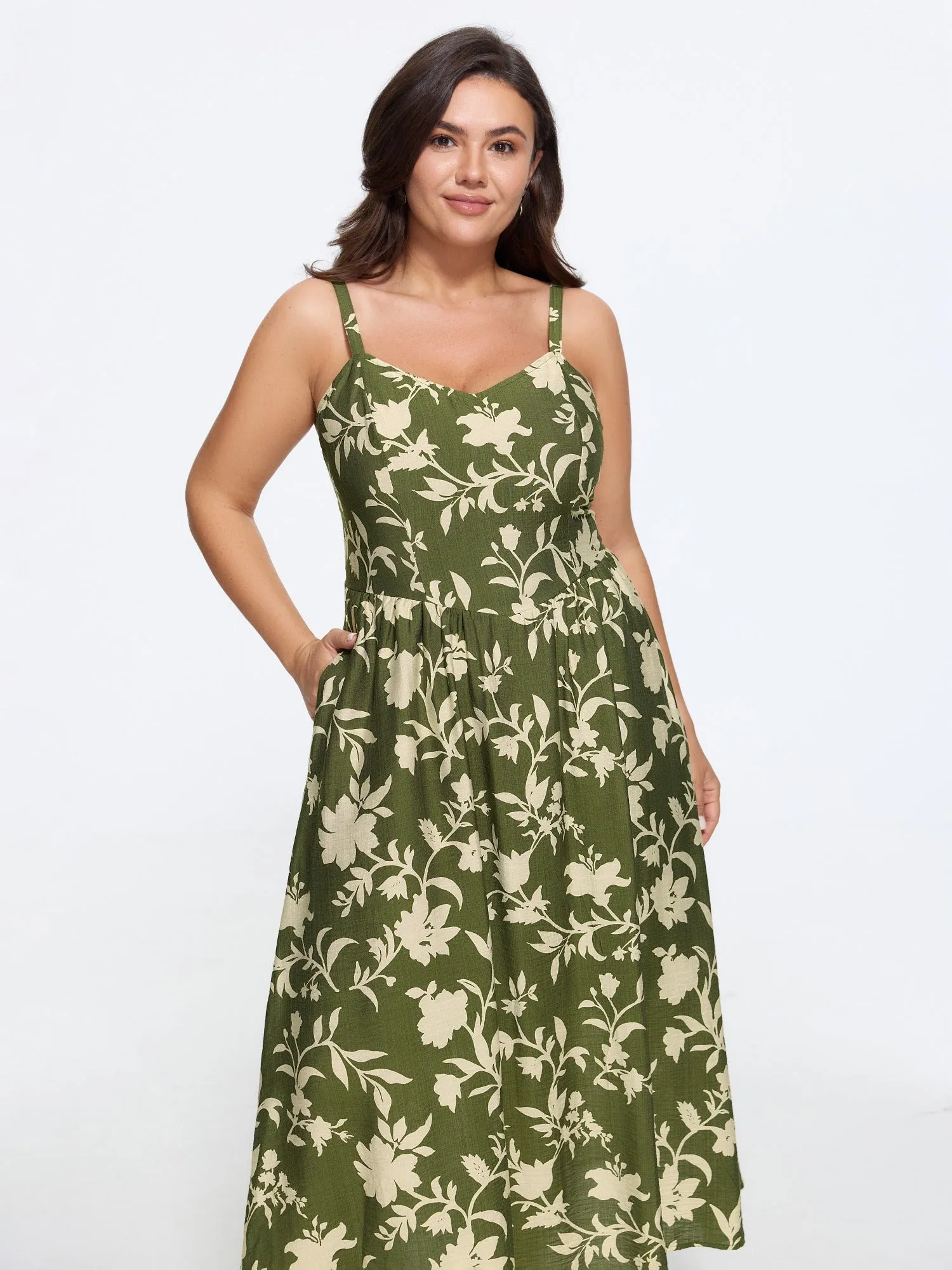 Floral Print Shirred Cami Midi Dress sold by Bloomchic product image thumbnail 4