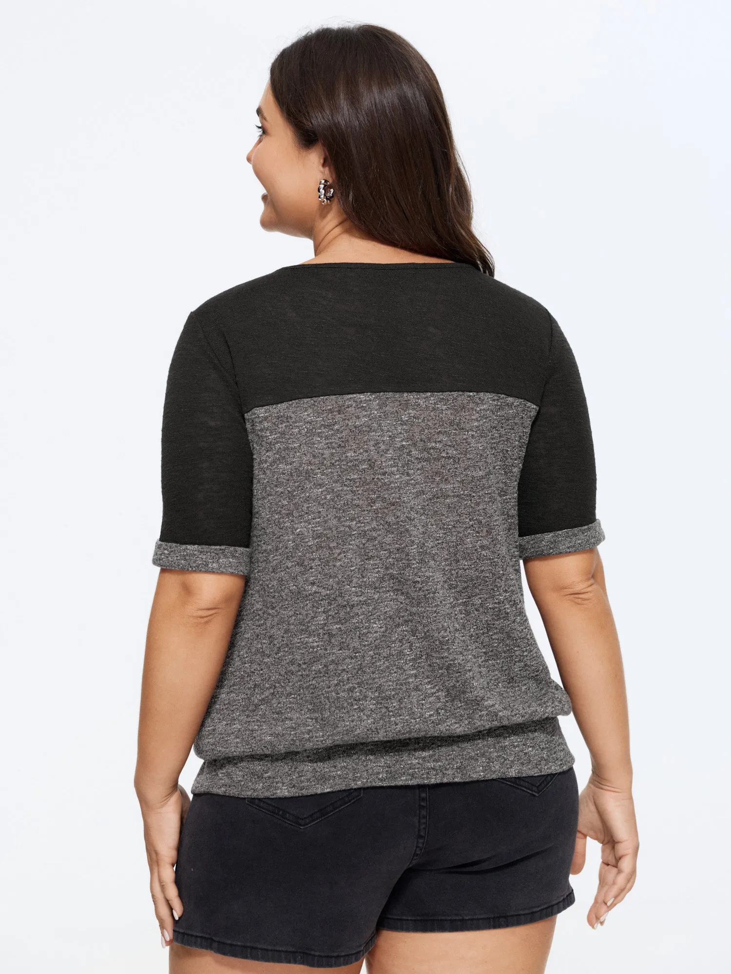 Color Block Lace Panel T-Shirt sold by Bloomchic product image thumbnail 4