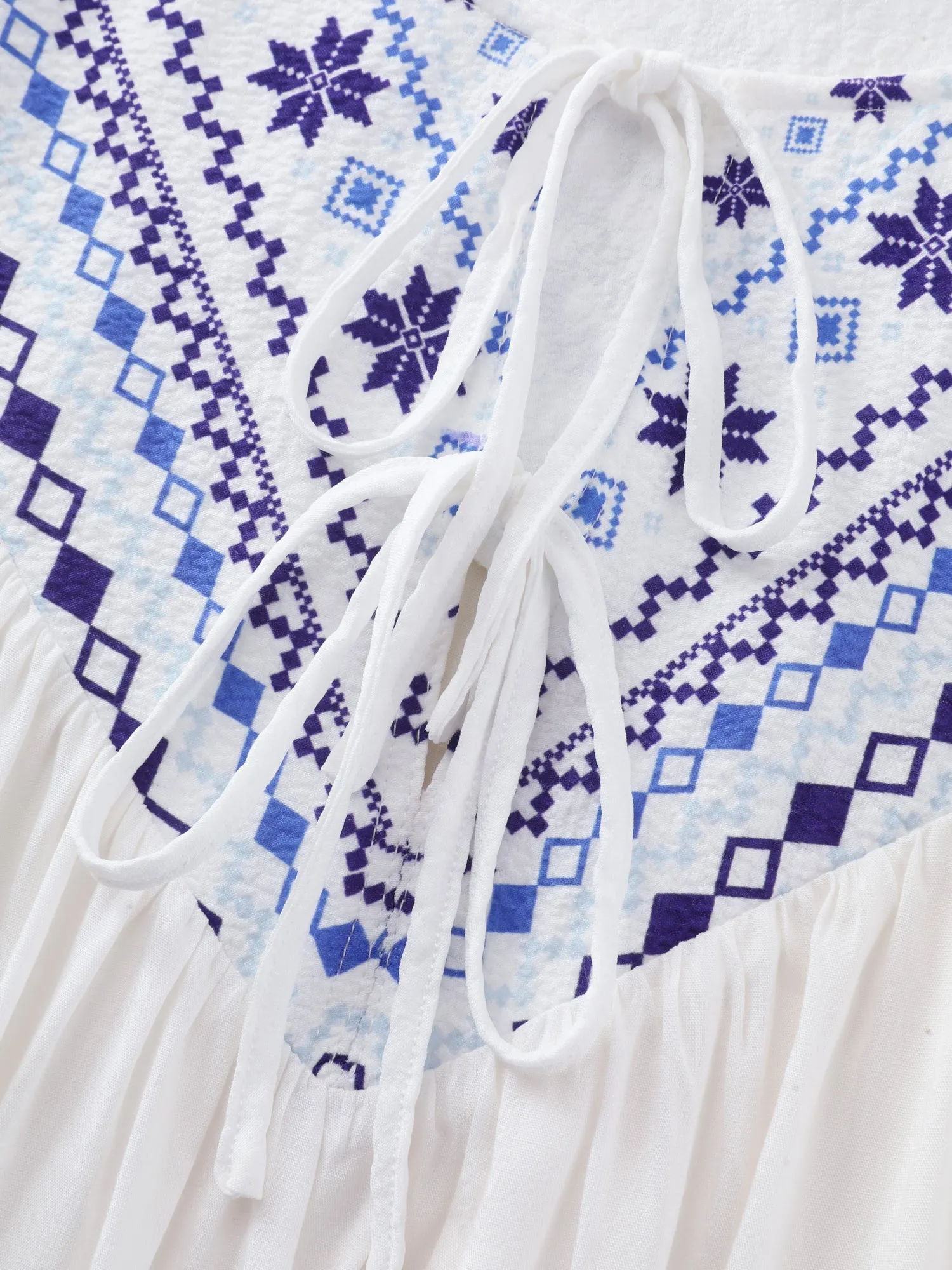 Boho Print Neck-Tie Puff Sleeve Blouse sold by Bloomchic product image thumbnail 5
