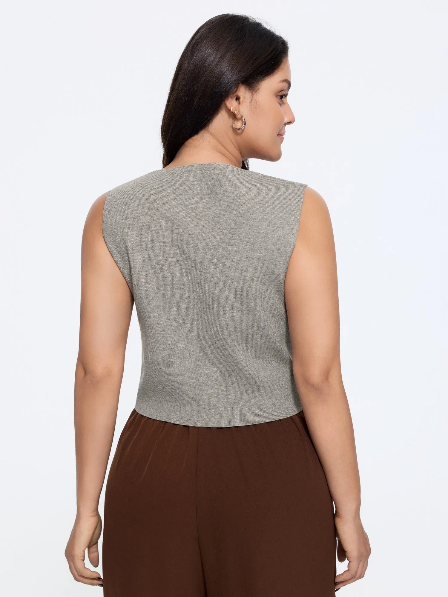 Heather Ribbed Metal Buttons Sweater Vest sold by Bloomchic product image thumbnail 4