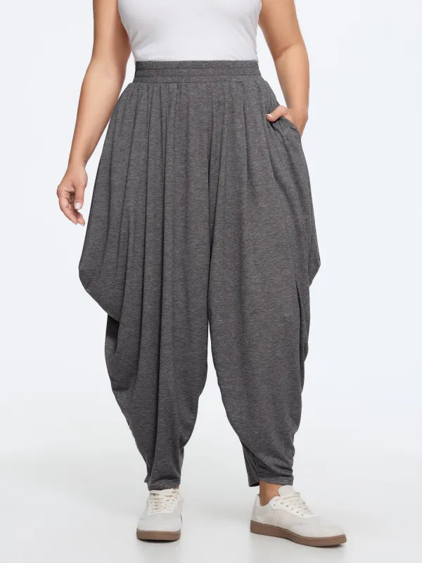 Supersoft Heather Loose Drape Harem Jogger Pants made by Bloomchic