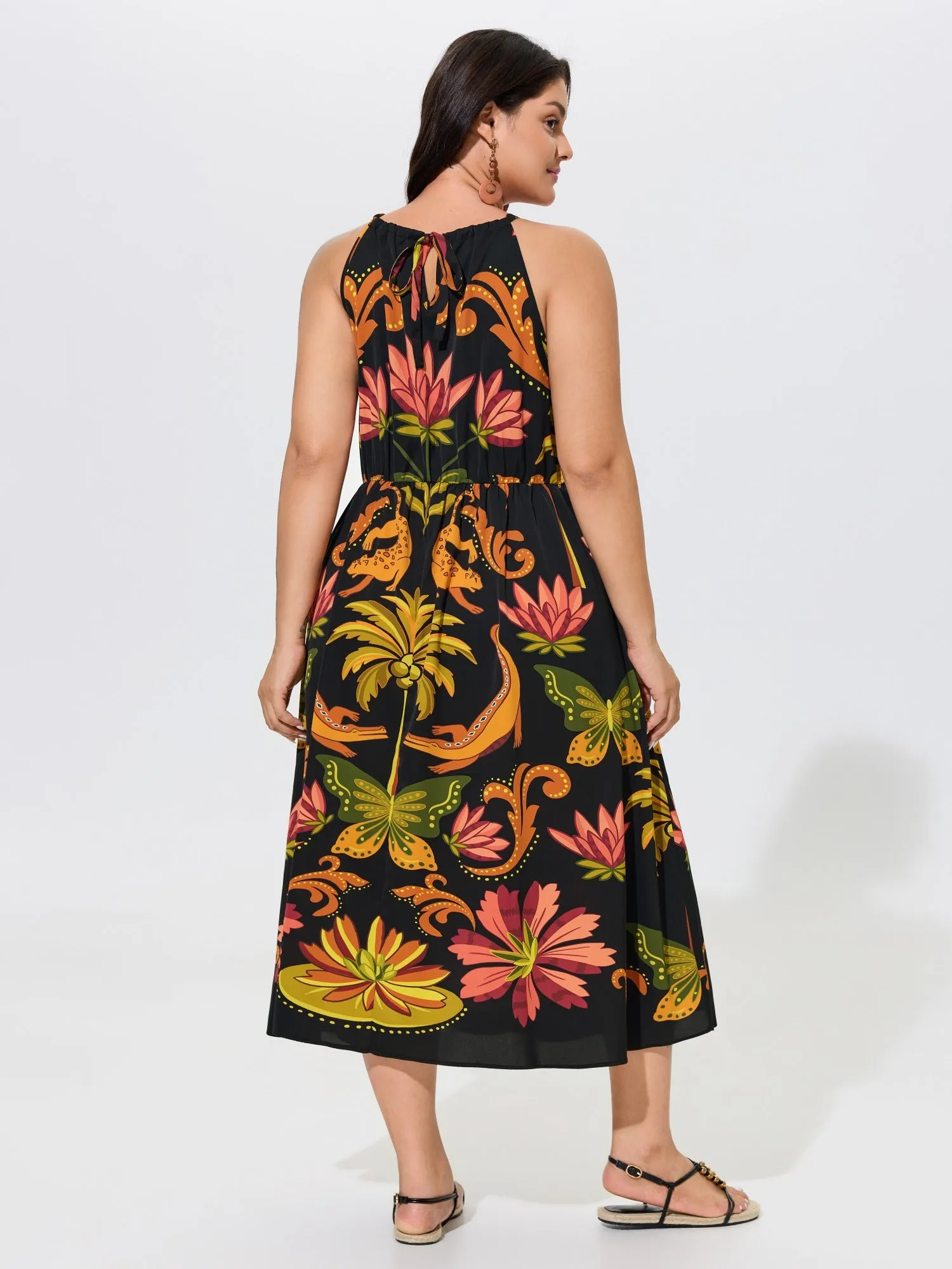 Tropical Print Halter Neck Midi Dress sold by Bloomchic product image thumbnail 3