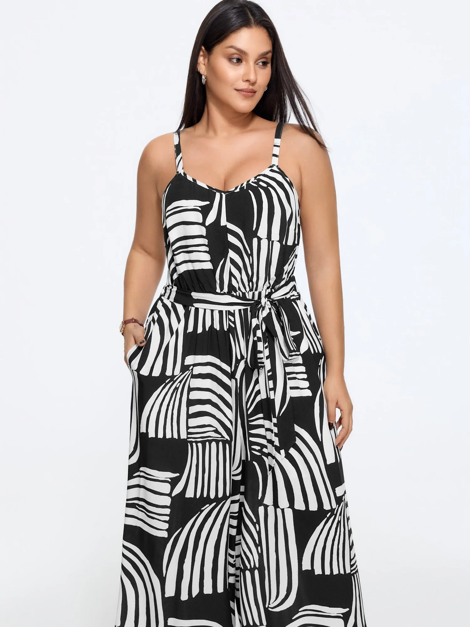 Abstract Print Side Tie Wide Leg Jumpsuit sold by Bloomchic product image thumbnail 4