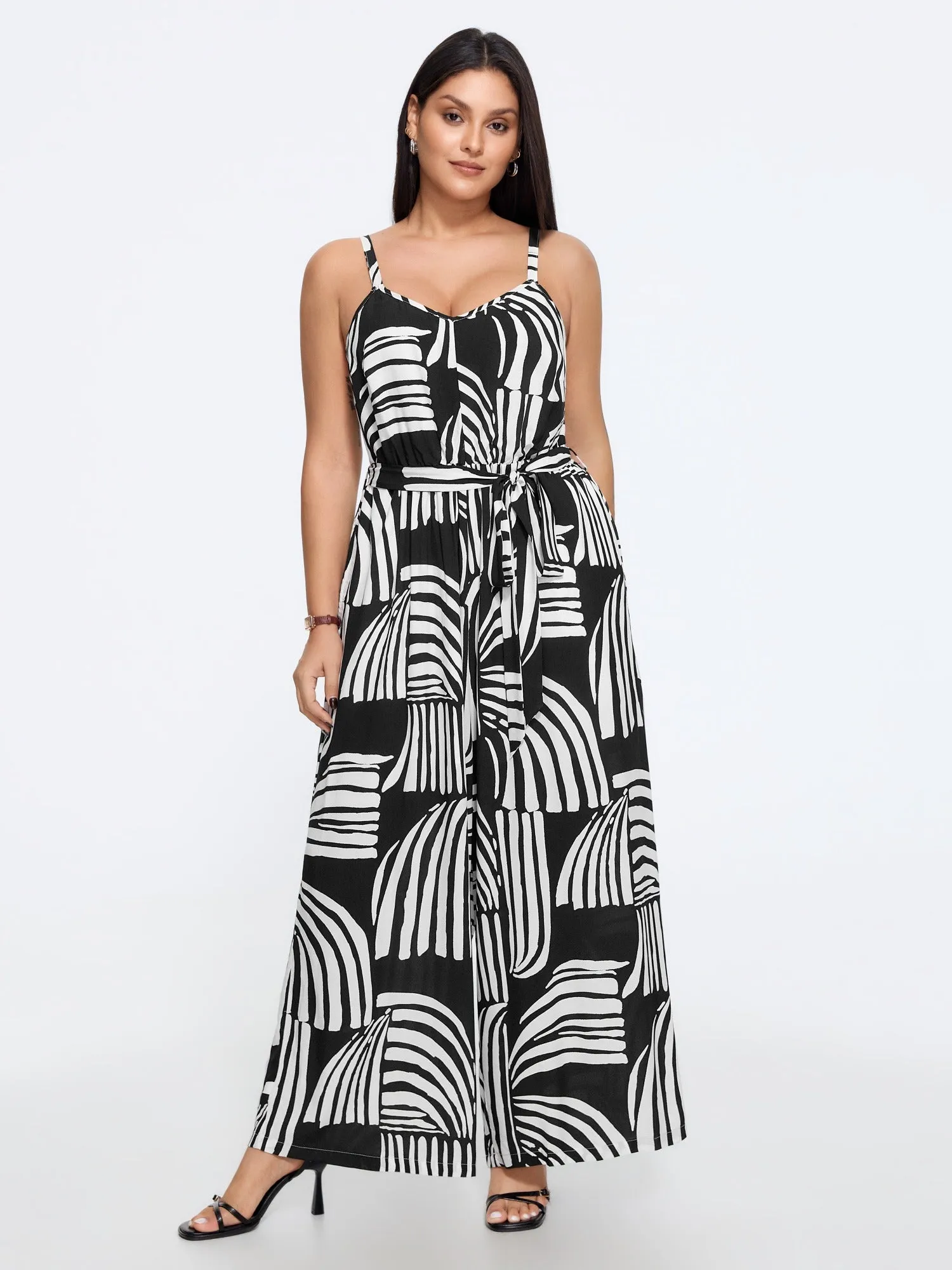 Abstract Print Side Tie Wide Leg Jumpsuit sold by Bloomchic product image thumbnail 5