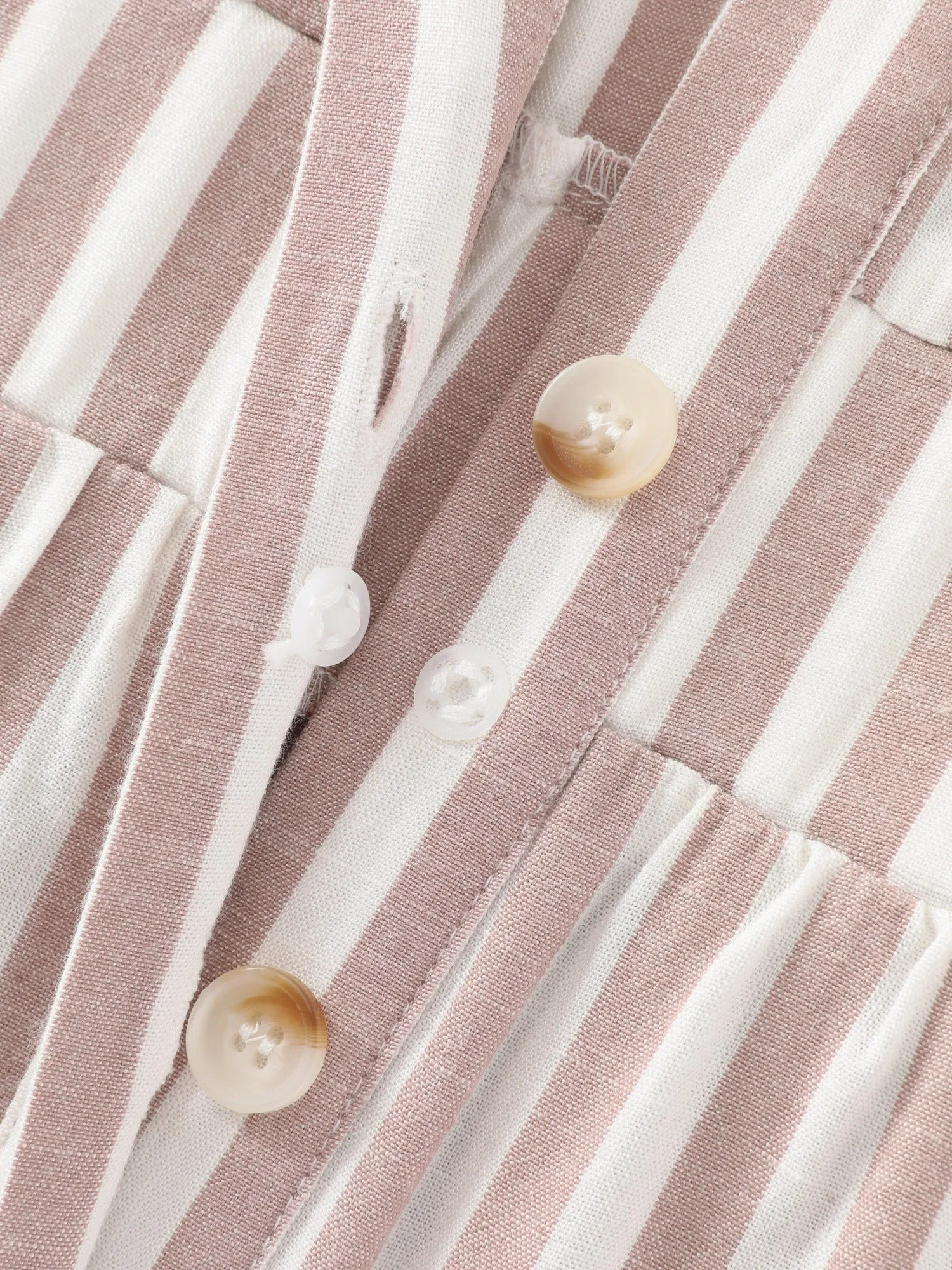 Stripe Print Half Button Cinched Waist Wide Leg Jumpsuit sold by Bloomchic product image thumbnail 5