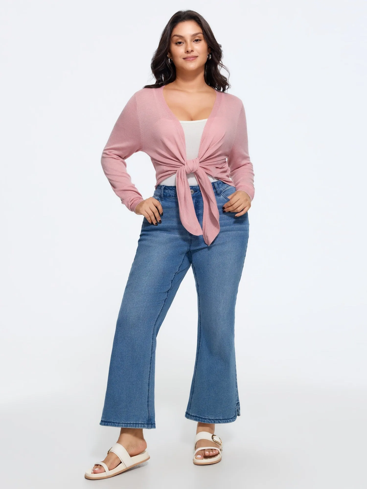 Front Tie Wrap Cropped Cardigan sold by Bloomchic product image thumbnail 4