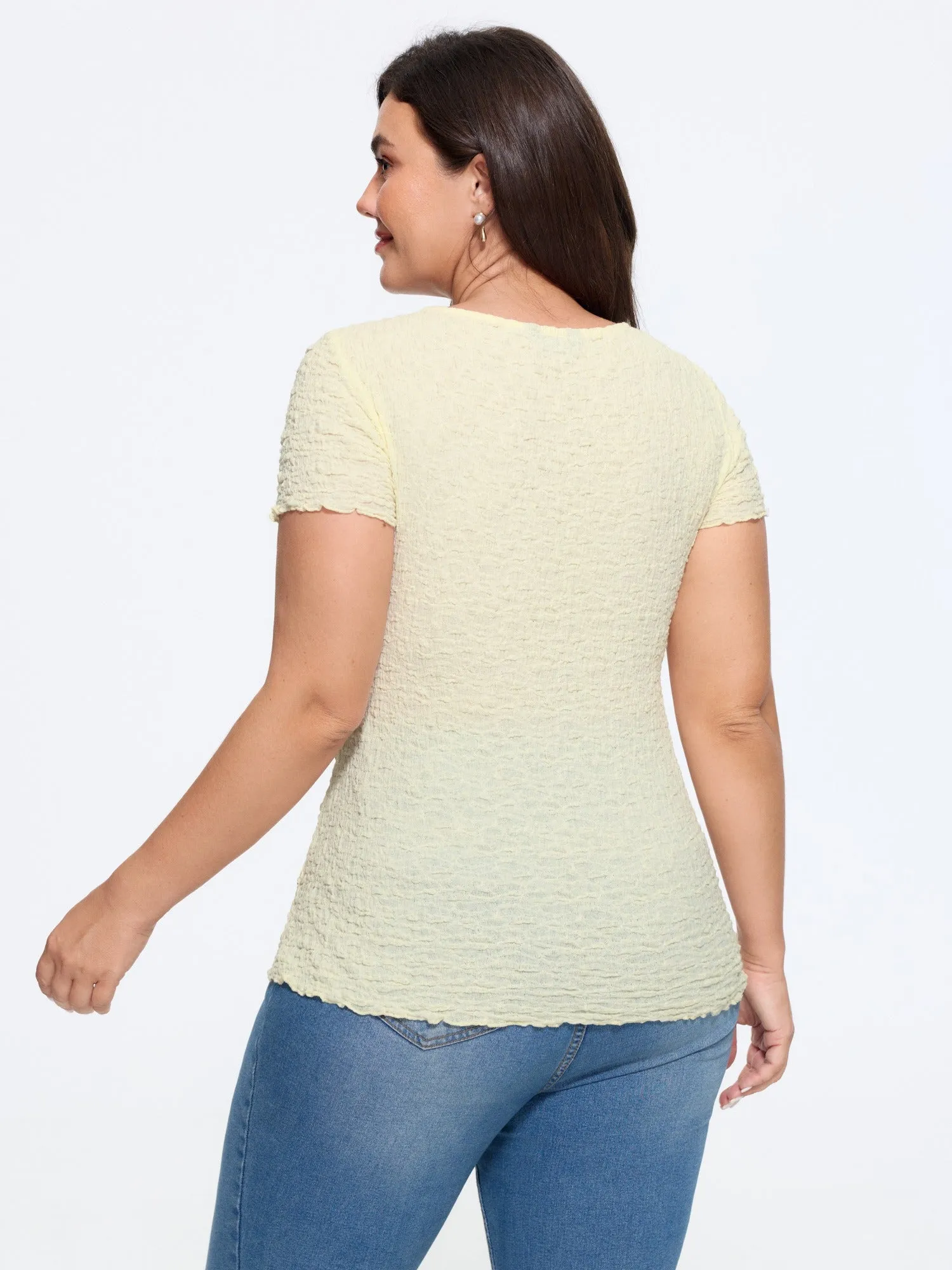 Textured Stretchy Square Neck Front Ruched Blouse sold by Bloomchic product image thumbnail 4