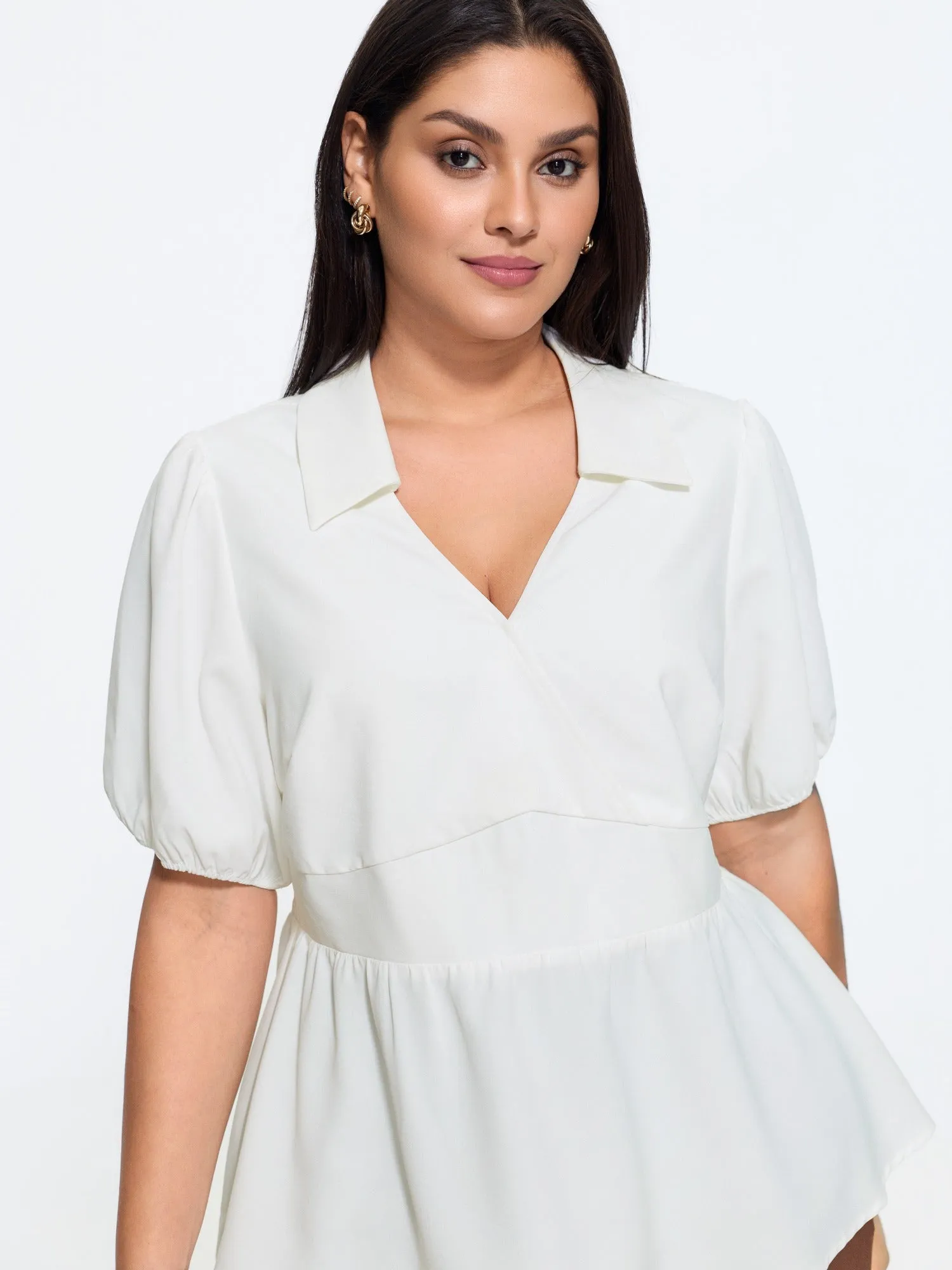 Plain Surplice Neck Shirred Waist Blouse sold by Bloomchic product image thumbnail 2