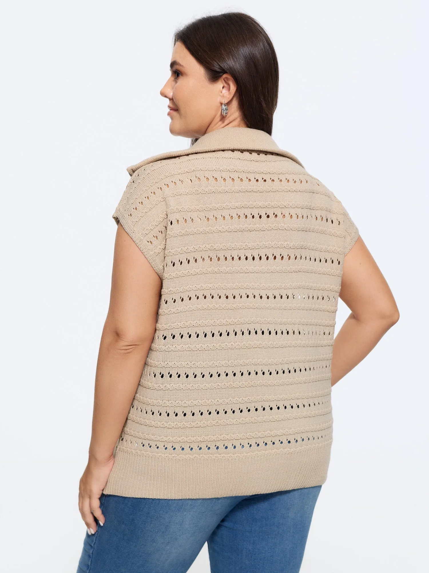Lapel Collar Half Zip Cut Out Sweater Vest sold by Bloomchic product image thumbnail 4