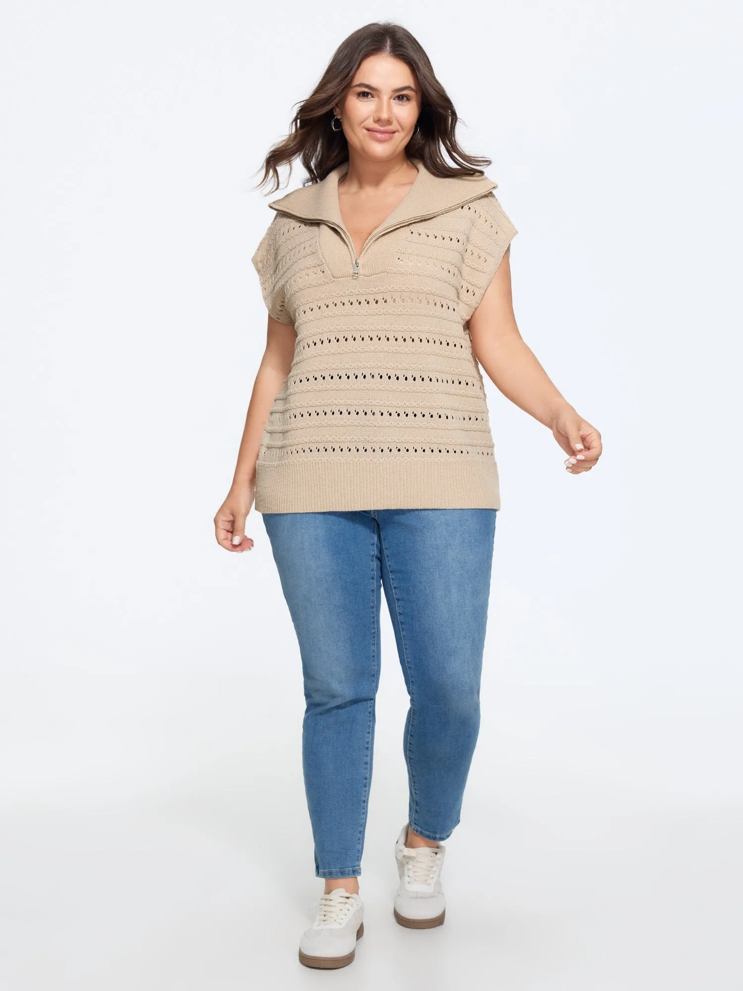 Lapel Collar Half Zip Cut Out Sweater Vest sold by Bloomchic product image thumbnail 3