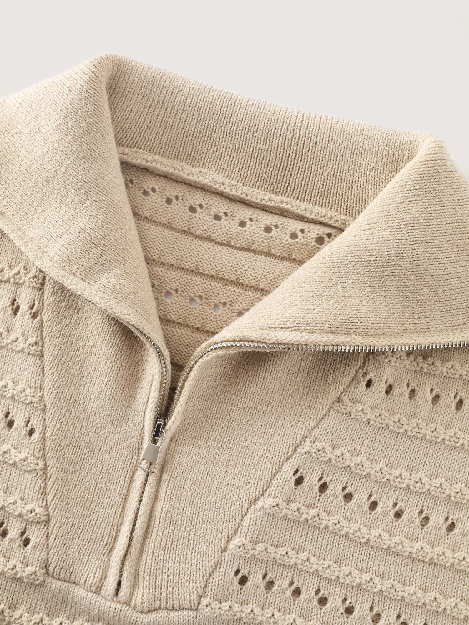 Lapel Collar Half Zip Cut Out Sweater Vest sold by Bloomchic product image thumbnail 5