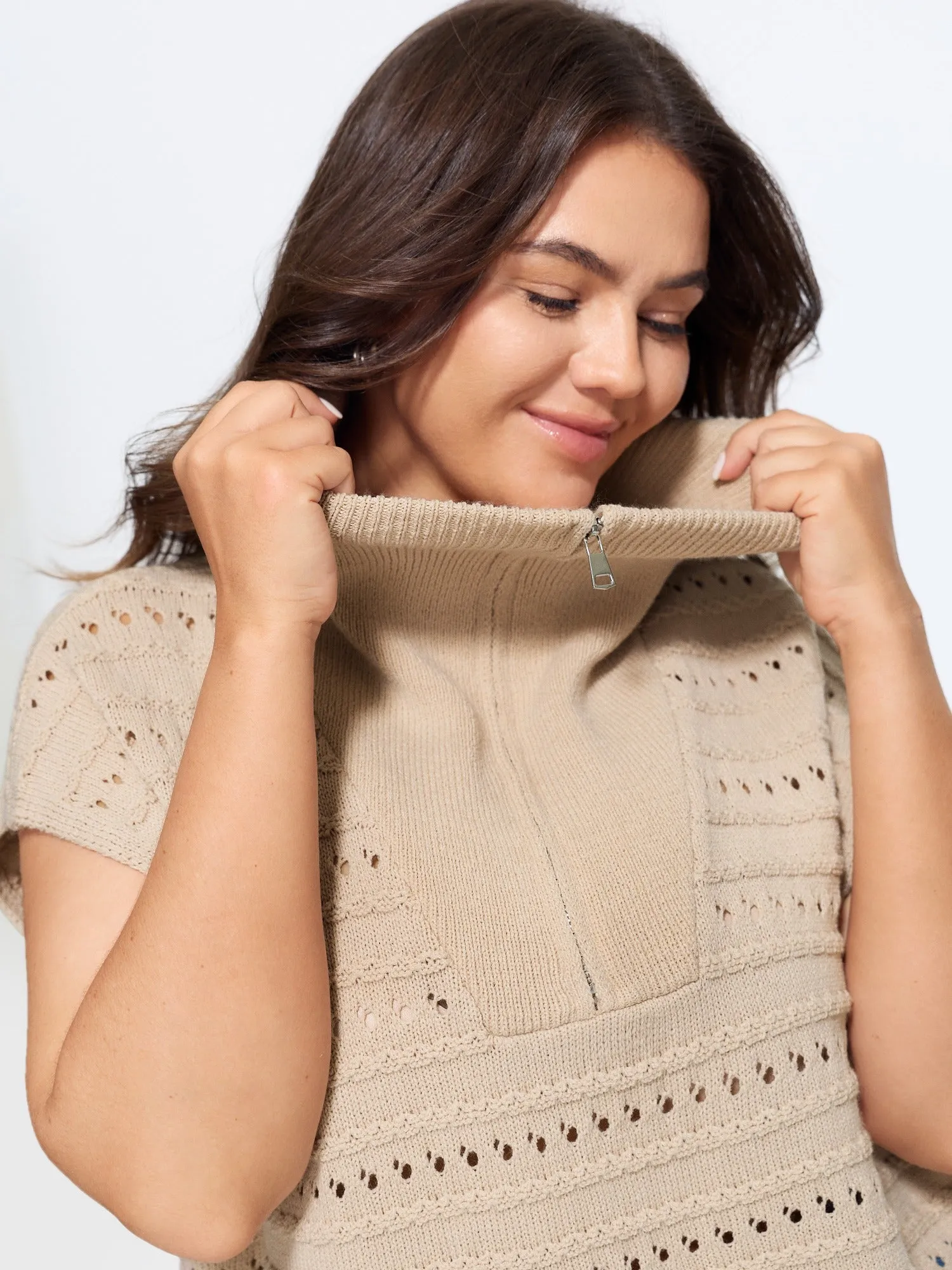 Lapel Collar Half Zip Cut Out Sweater Vest sold by Bloomchic product image thumbnail 2