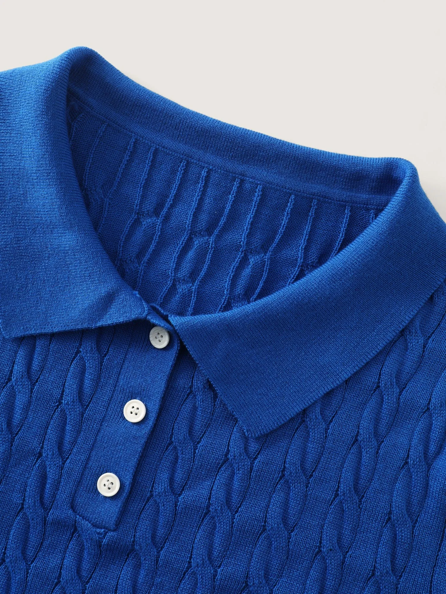 Cable Knit Button Front Short Sleeve Pullover sold by Bloomchic product image thumbnail 5