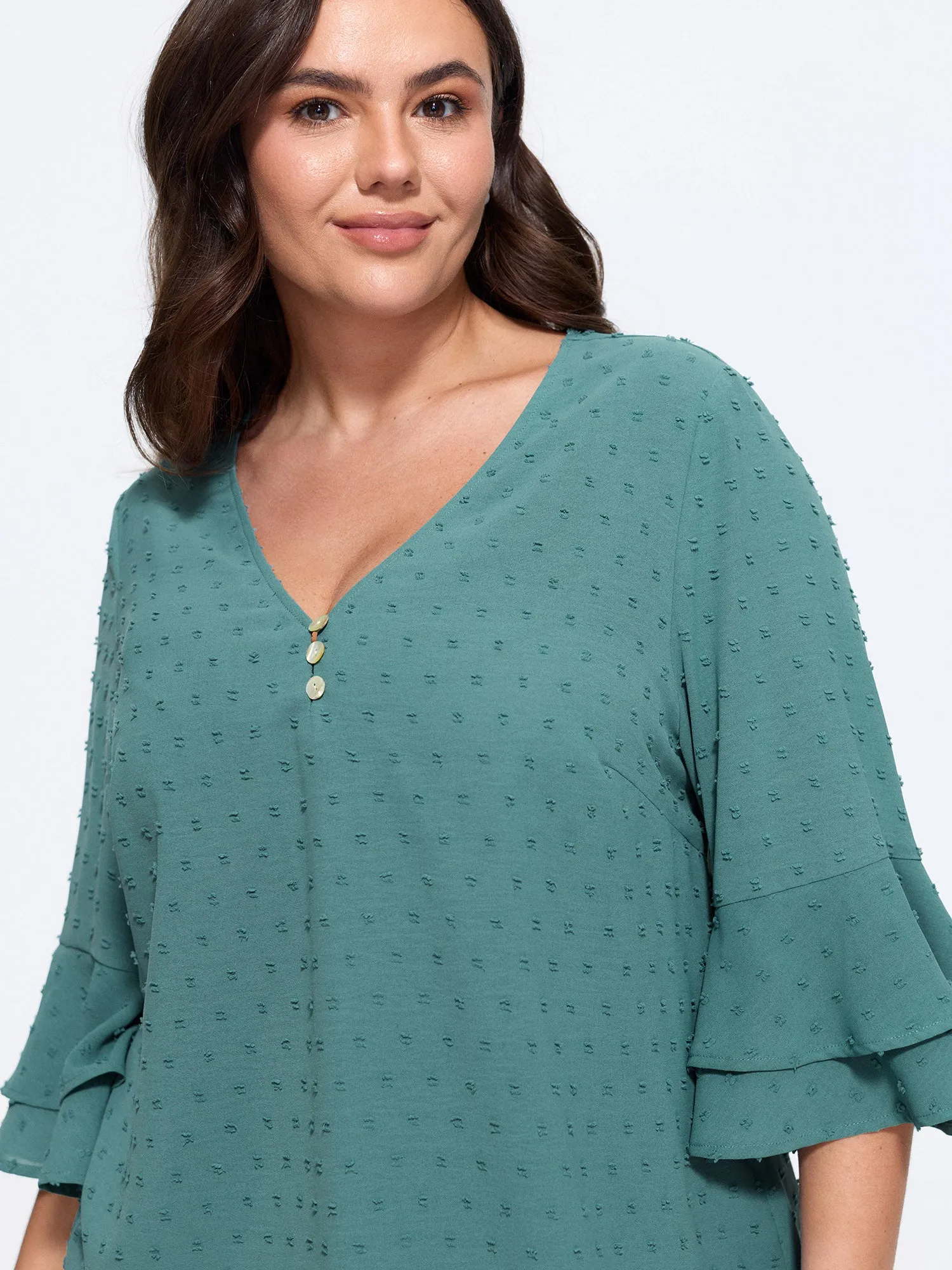 Textured Layered Flare Sleeve Blouse sold by Bloomchic product image thumbnail 2