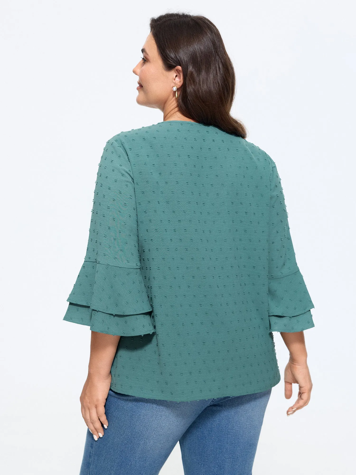 Textured Layered Flare Sleeve Blouse sold by Bloomchic product image thumbnail 3