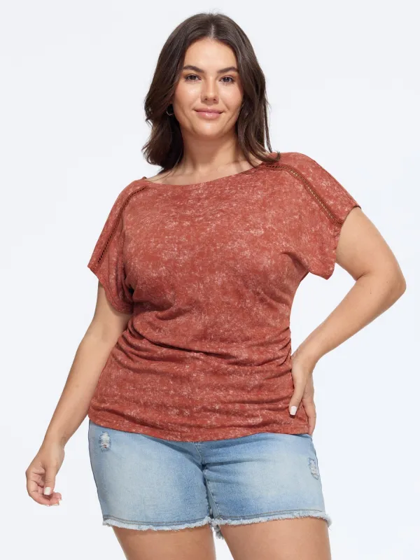 Vintage Crochet Lace Ruched Side T-Shirt made by Bloomchic