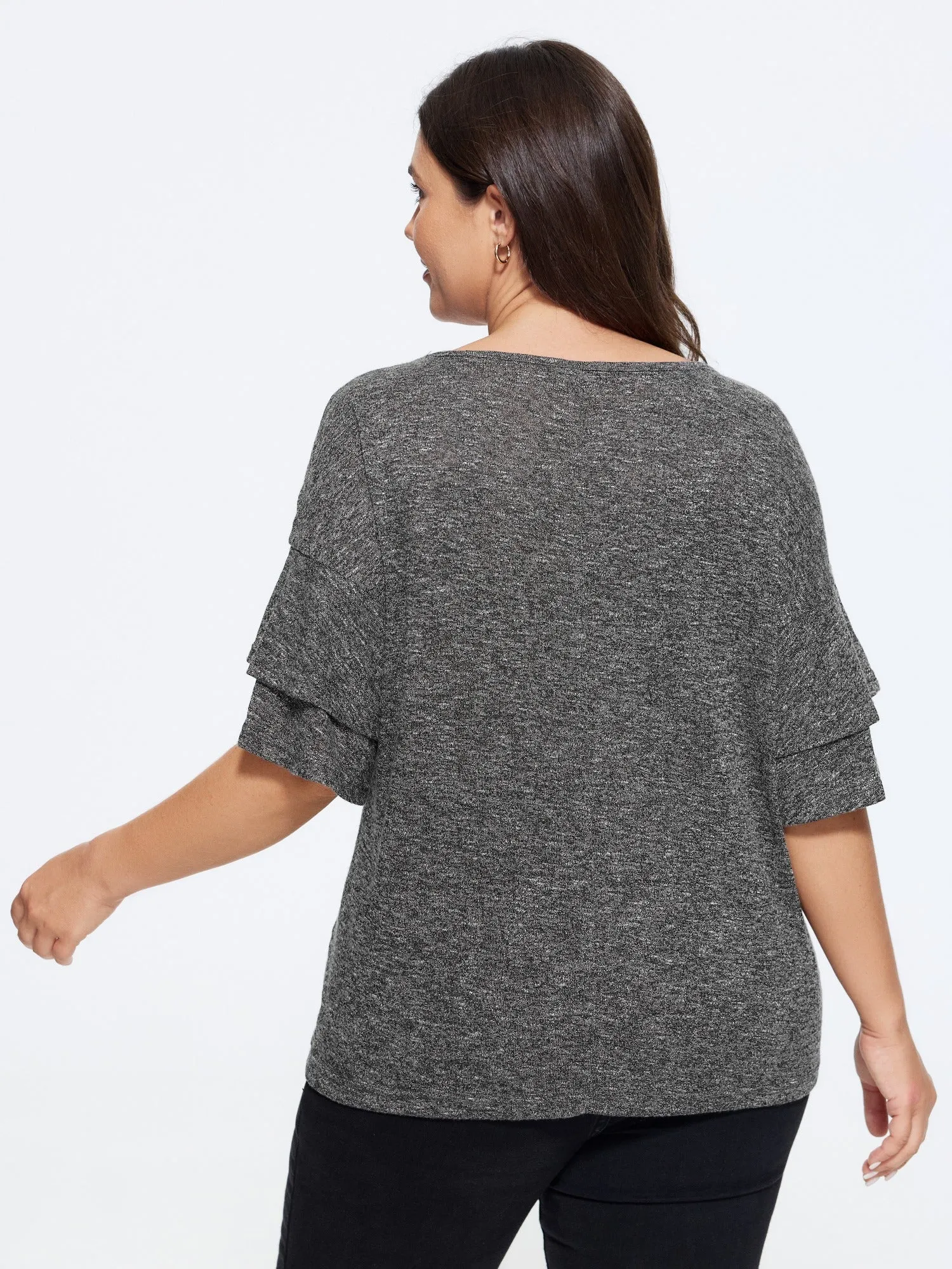 Supersoft Stretchy Double Ruffle Sleeve Casual Top sold by Bloomchic product image thumbnail 3