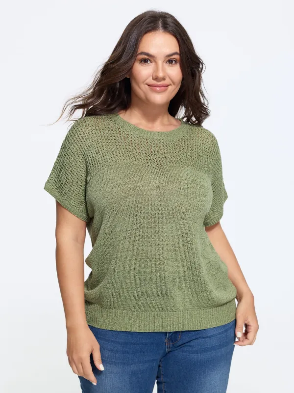 Texture Crew Neck Short Sleeve Pullover made by Bloomchic
