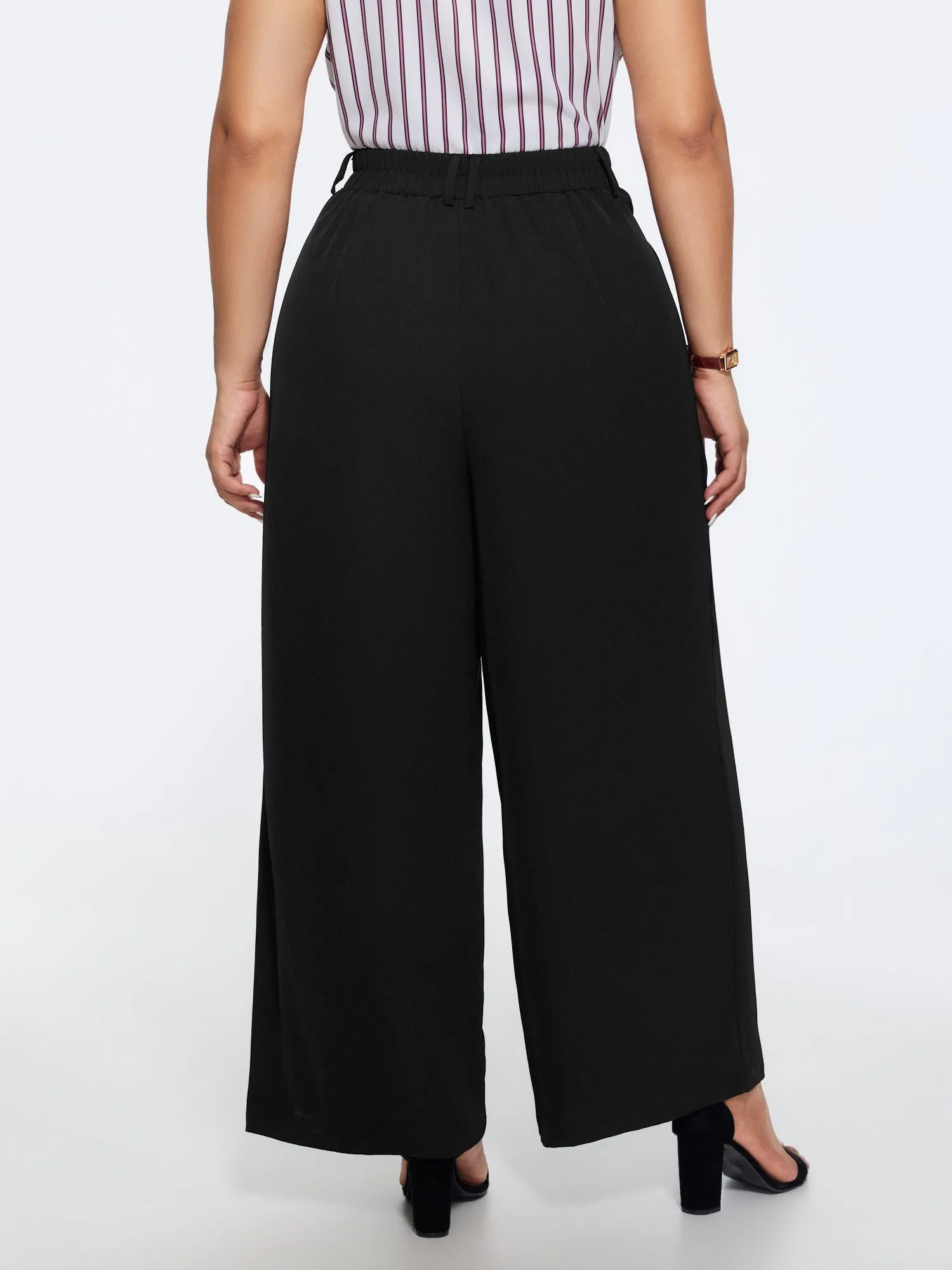 Solid High Waist Front Pleat Wide Leg Pants sold by Bloomchic product image thumbnail 3