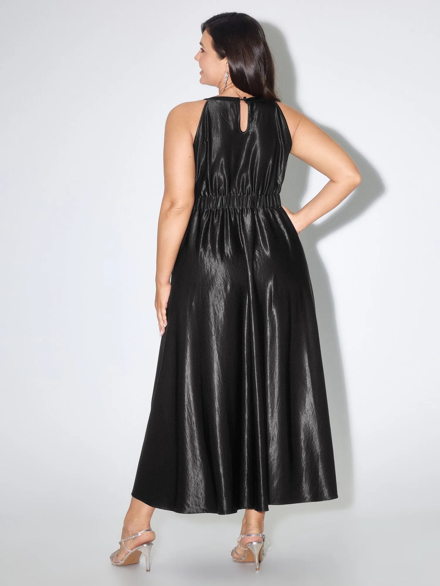 Solid Gloss Satin High Low Hem Occasion Dress sold by Bloomchic product image thumbnail 3