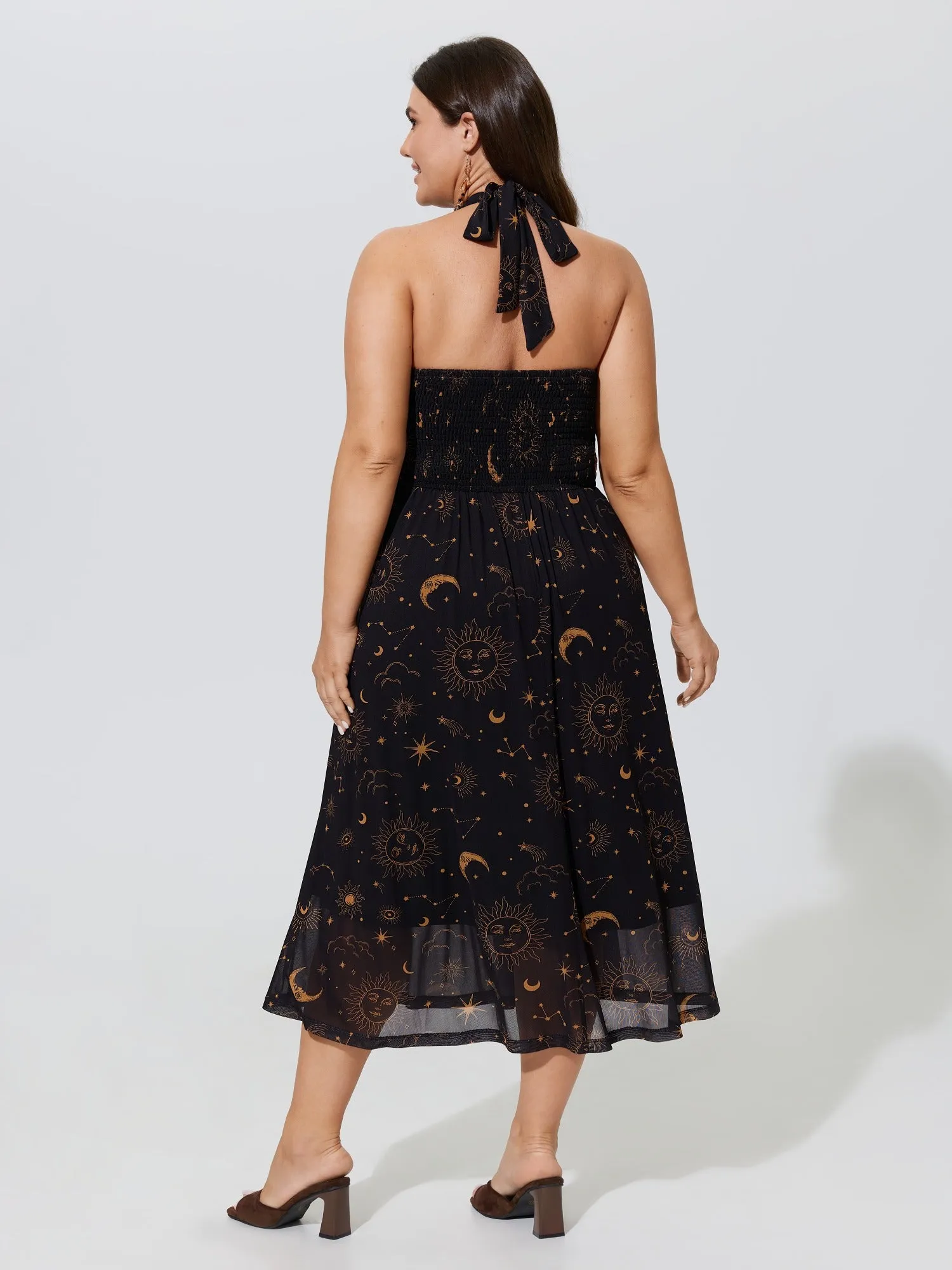 Constellation Print Halter Neck Mesh Midi Dress sold by Bloomchic product image thumbnail 3