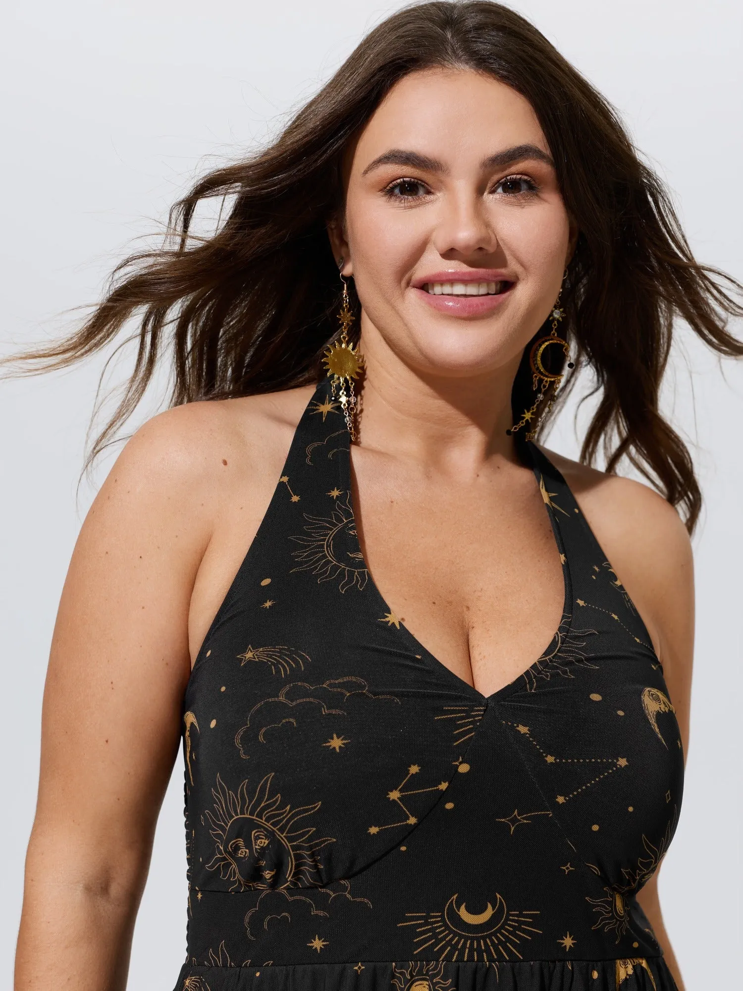 Constellation Print Halter Neck Mesh Midi Dress sold by Bloomchic product image thumbnail 2
