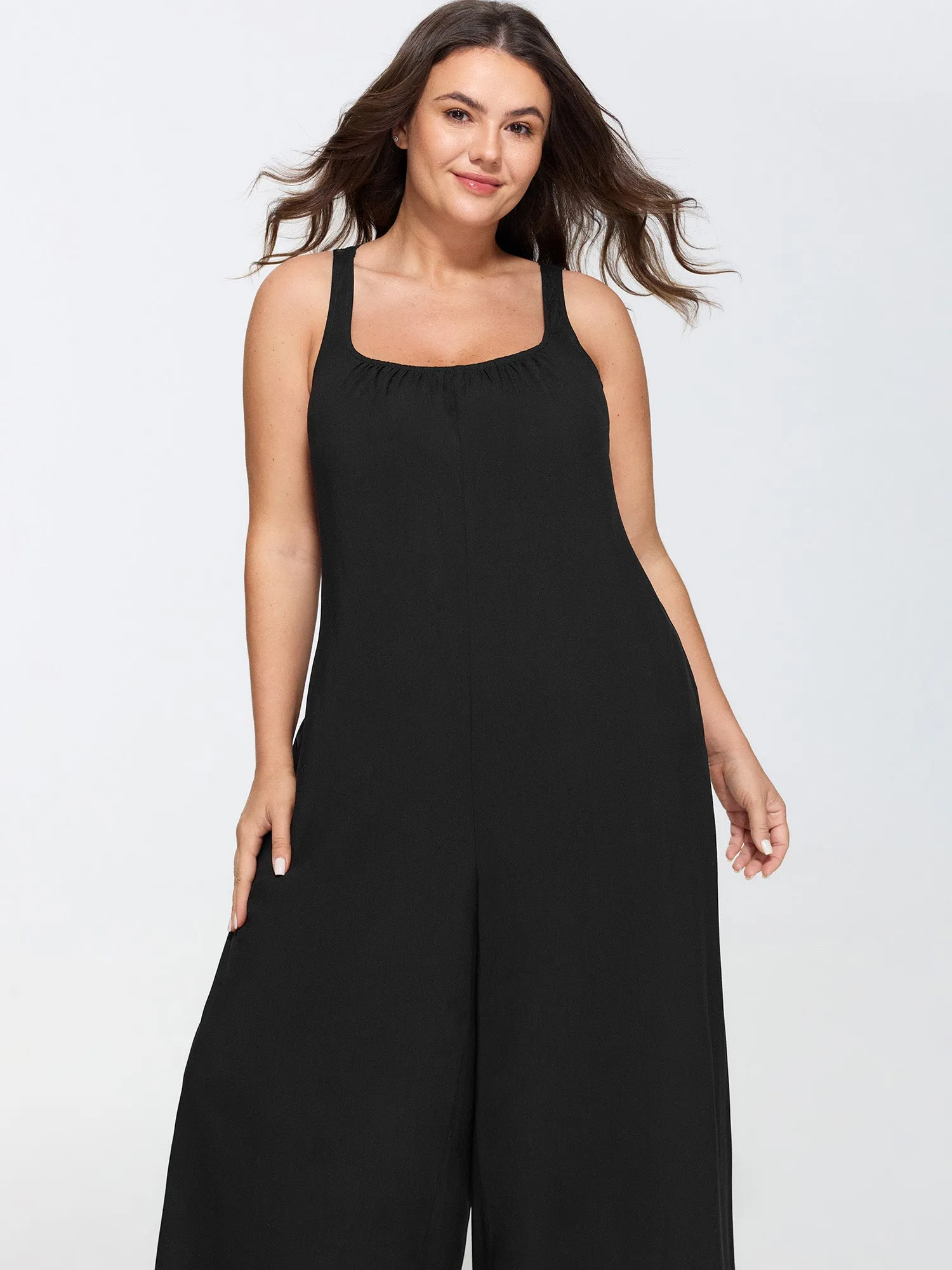 Solid Lace Cross Back Wide Leg Jumpsuit sold by Bloomchic product image thumbnail 3