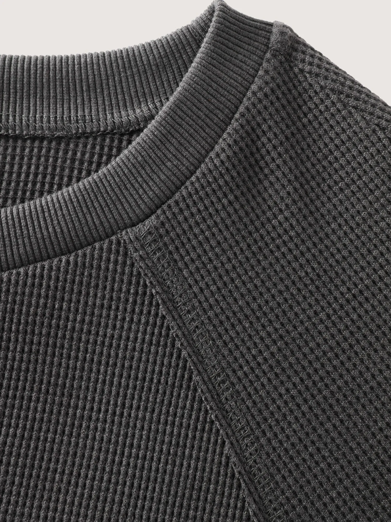 Waffle Knit Raglan Lantern Sleeve Crew Neck Sweatshirt sold by Bloomchic product image thumbnail 5
