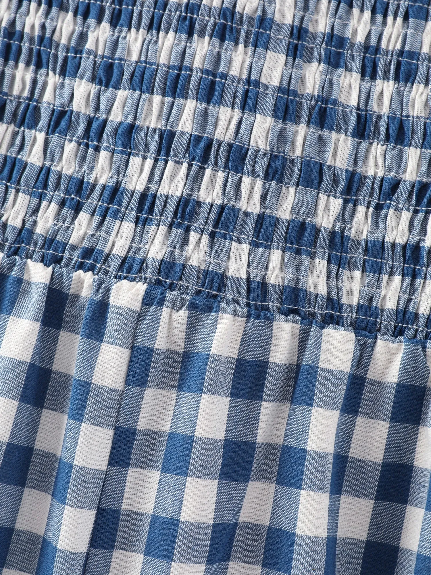 Cotton Plaid Print Square Neck Shirred Wide Leg Jumpsuit sold by Bloomchic product image thumbnail 5