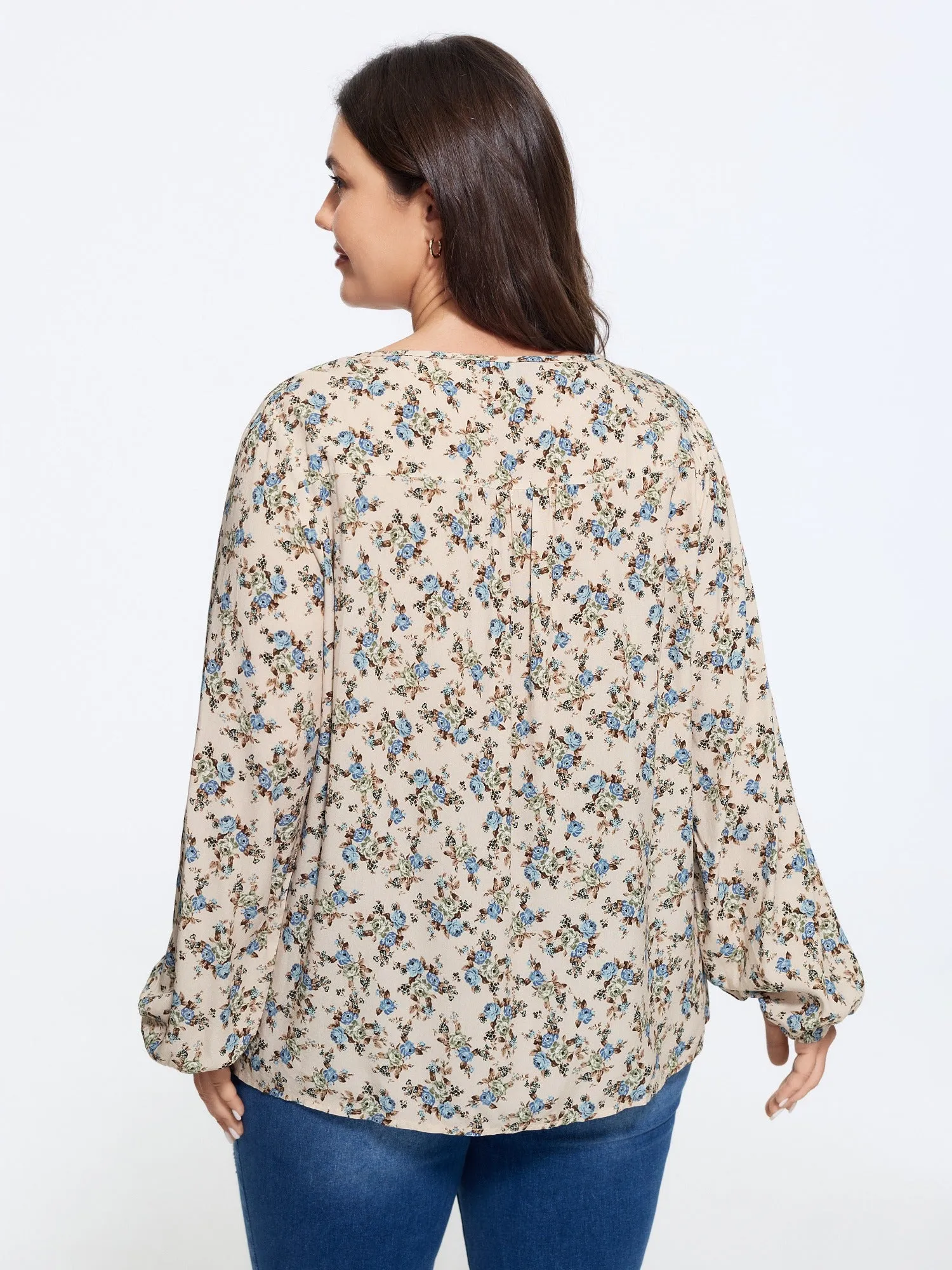 Supersoft Floral Print Drawstring Round Neck Blouse sold by Bloomchic product image thumbnail 3