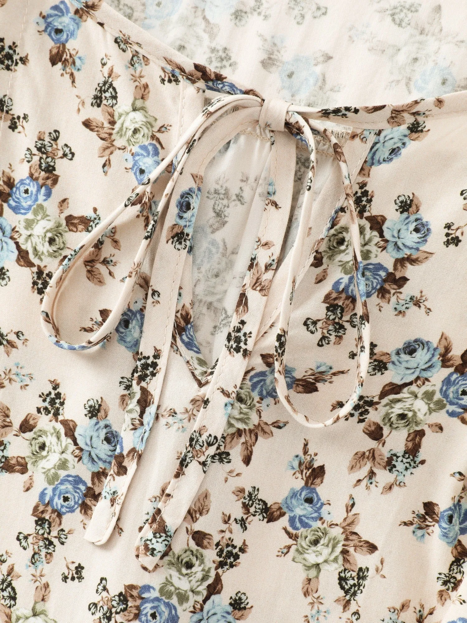 Supersoft Floral Print Drawstring Round Neck Blouse sold by Bloomchic product image thumbnail 5