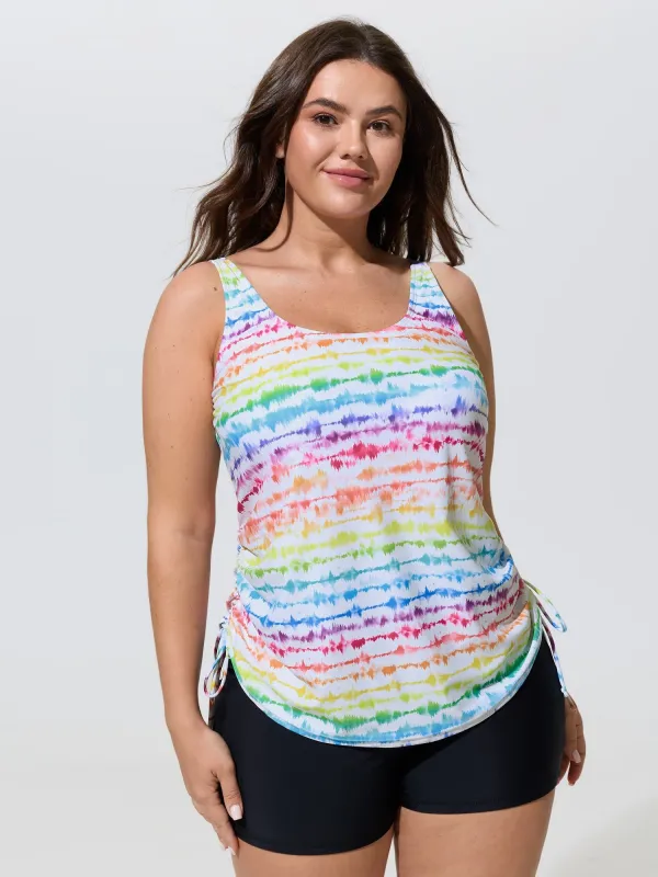 Tie-Dye Effect Scoop Neckline Swim Top made by Bloomchic