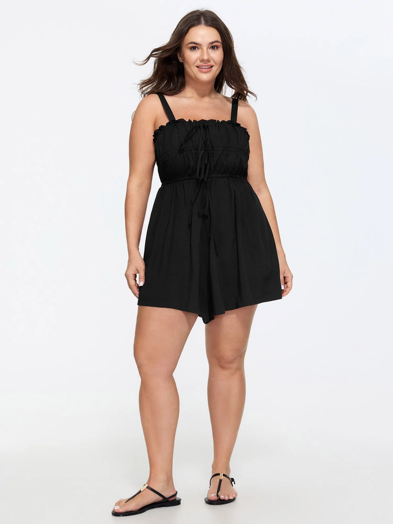 Ruffle Drawstring Bust Elastic Romper sold by Bloomchic product image thumbnail 3