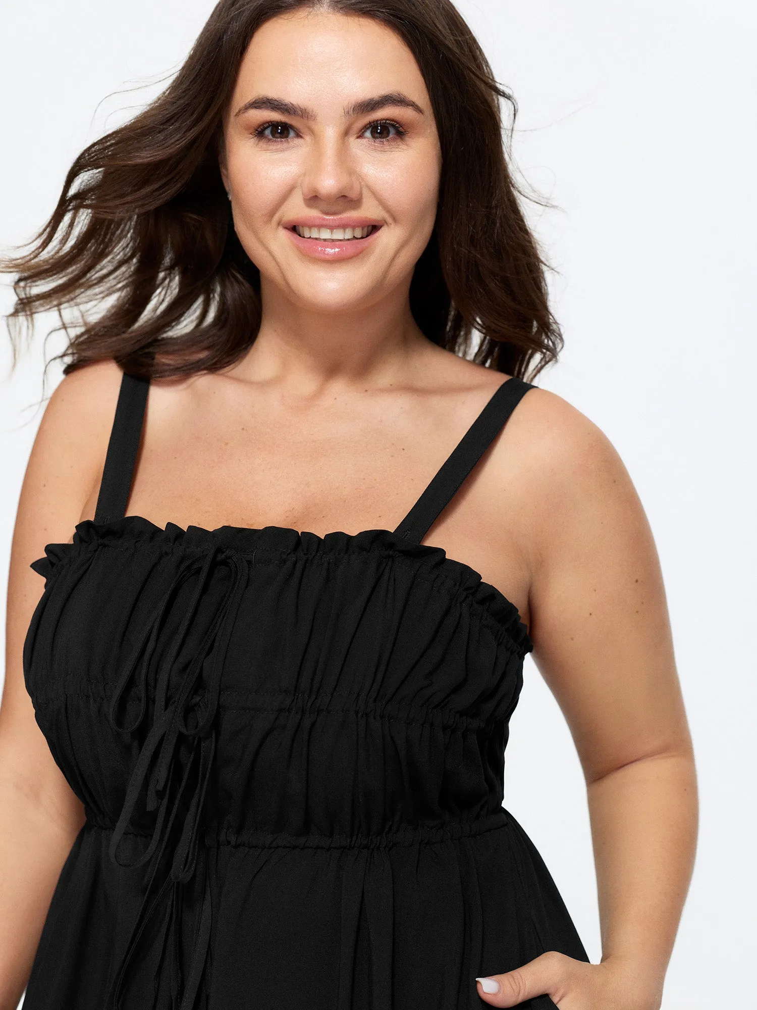 Ruffle Drawstring Bust Elastic Romper sold by Bloomchic product image thumbnail 2