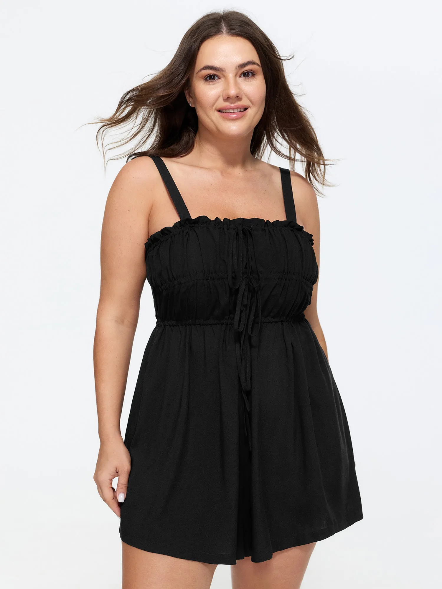 Ruffle Drawstring Bust Elastic Romper sold by Bloomchic product image thumbnail 4
