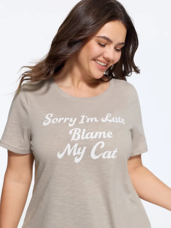 Supersoft Crew Neck Funny Letter Print T-Shirt made by Bloomchic