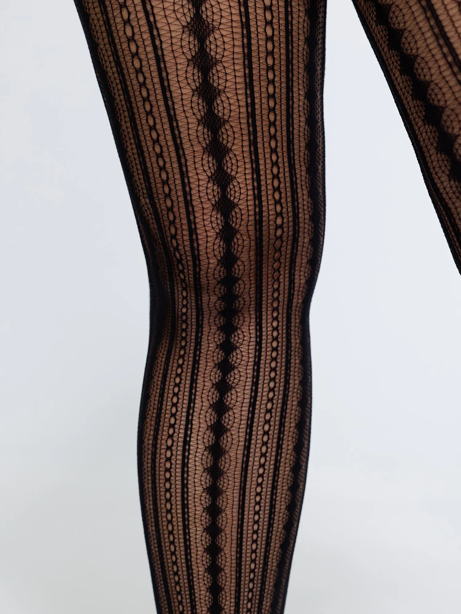 Sheer Vertical Striped Lace Fishnet Tights sold by Bloomchic product image thumbnail 4
