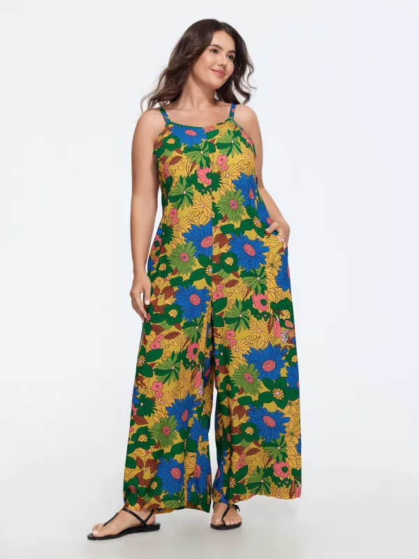 Vivid Groove Stretchy Adjustable Jumpsuit made by Bloomchic