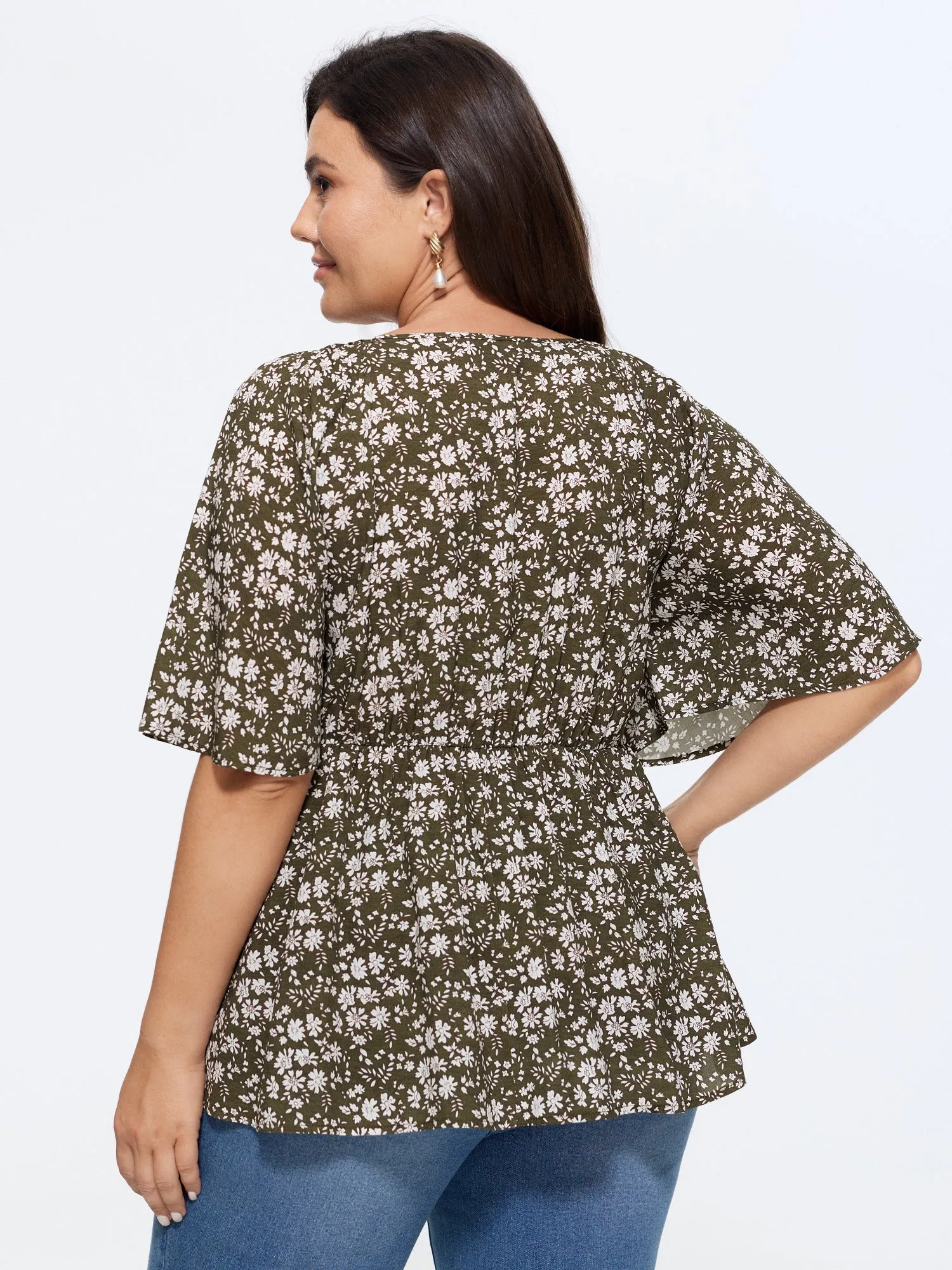 Bust-Comfort Floral Print Tie Blouse sold by Bloomchic product image thumbnail 4
