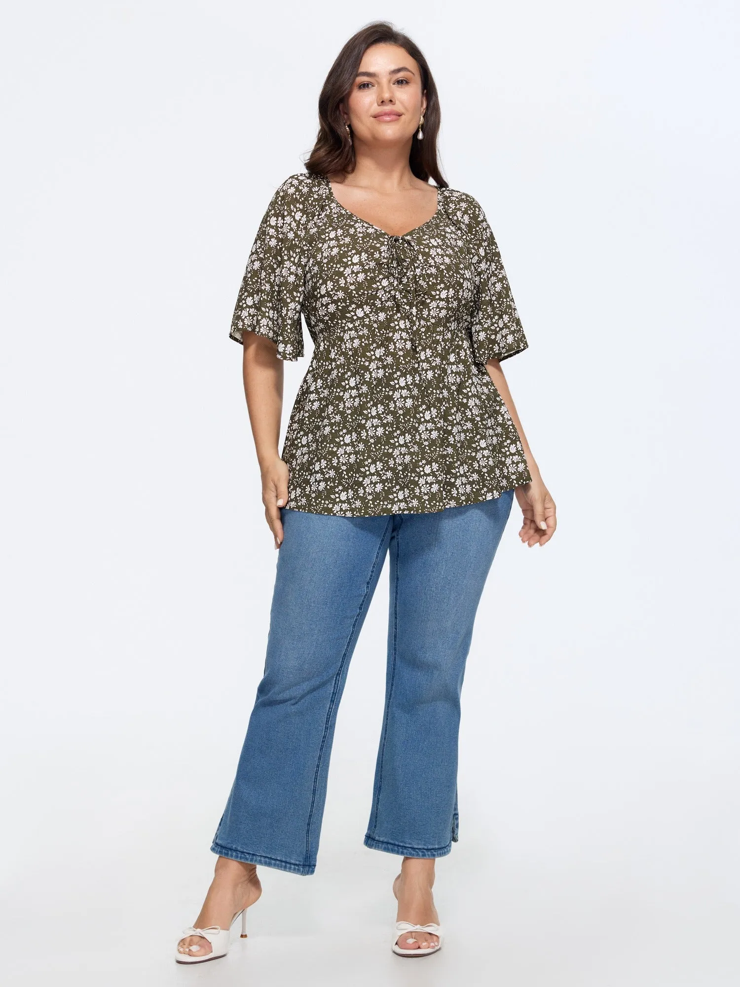 Bust-Comfort Floral Print Tie Blouse sold by Bloomchic product image thumbnail 3