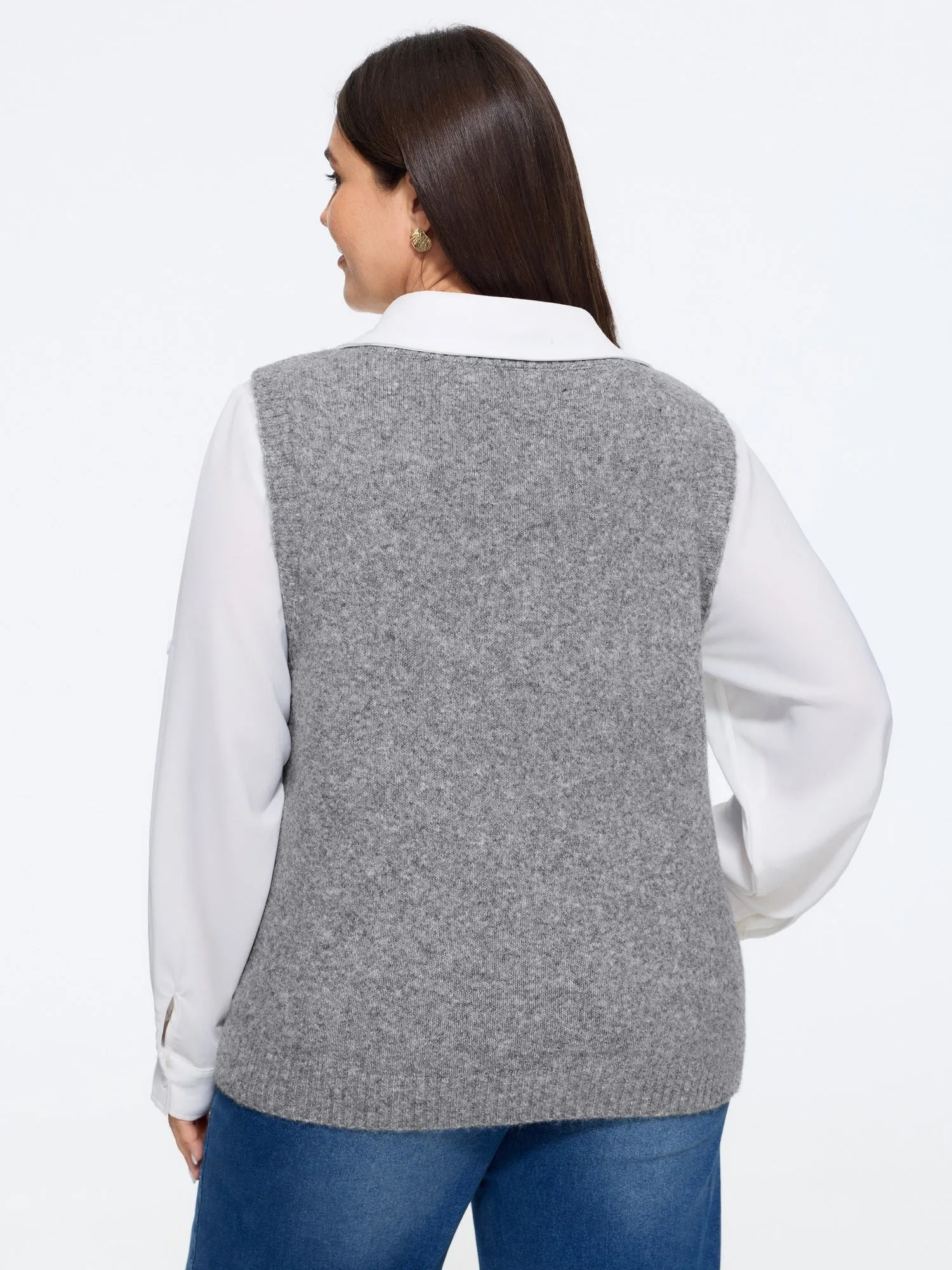 Heather Natural Wool Button Front Sweater Vest sold by Bloomchic product image thumbnail 3