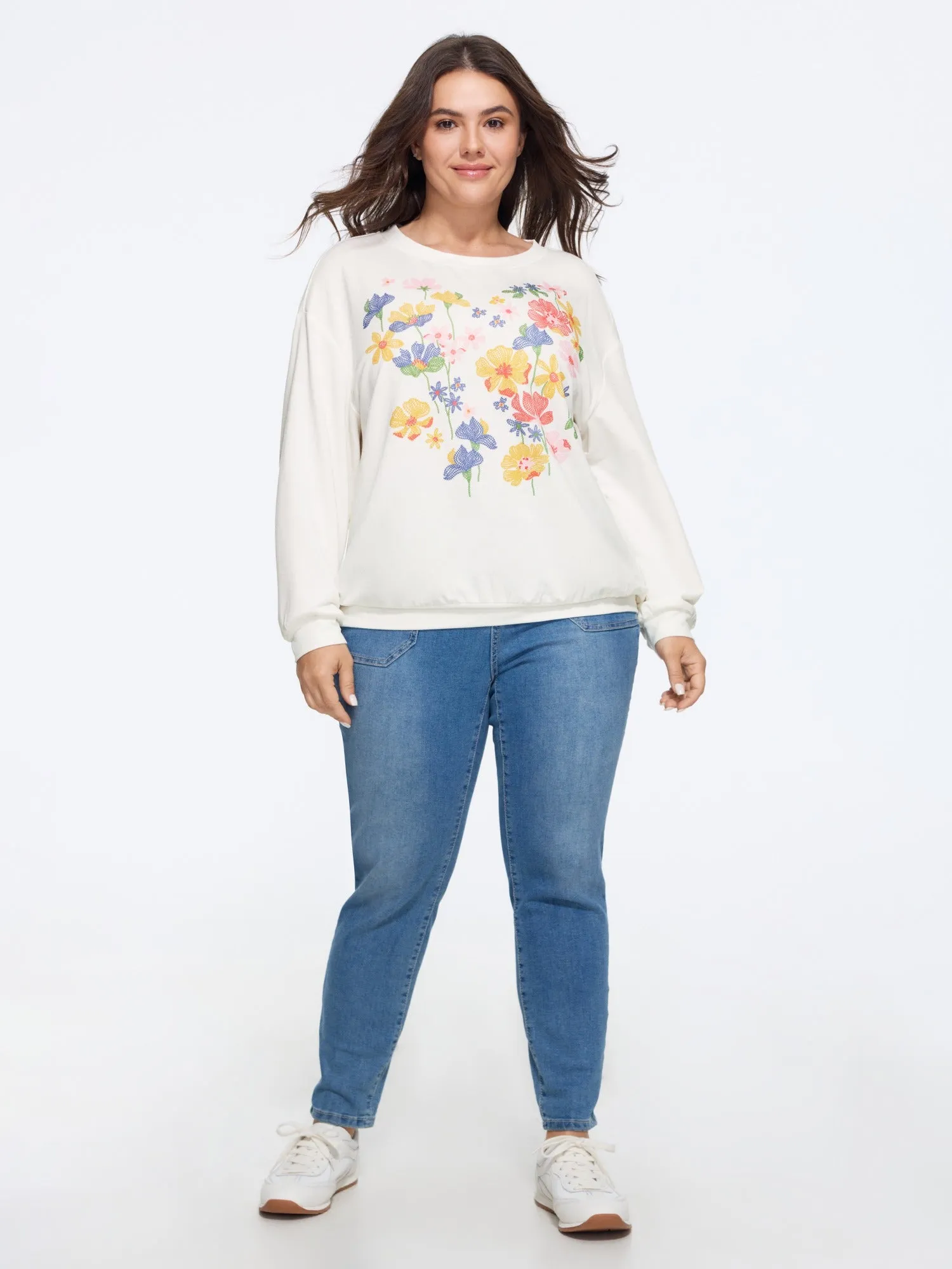 Floral Print Crew Neck Long Sleeve Sweatshirt sold by Bloomchic product image thumbnail 4