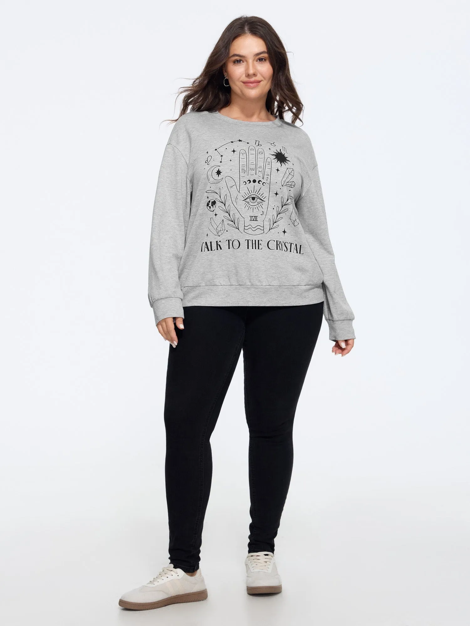 Graphic Print Crew Neck Long Sleeve Sweatshirt sold by Bloomchic product image thumbnail 4