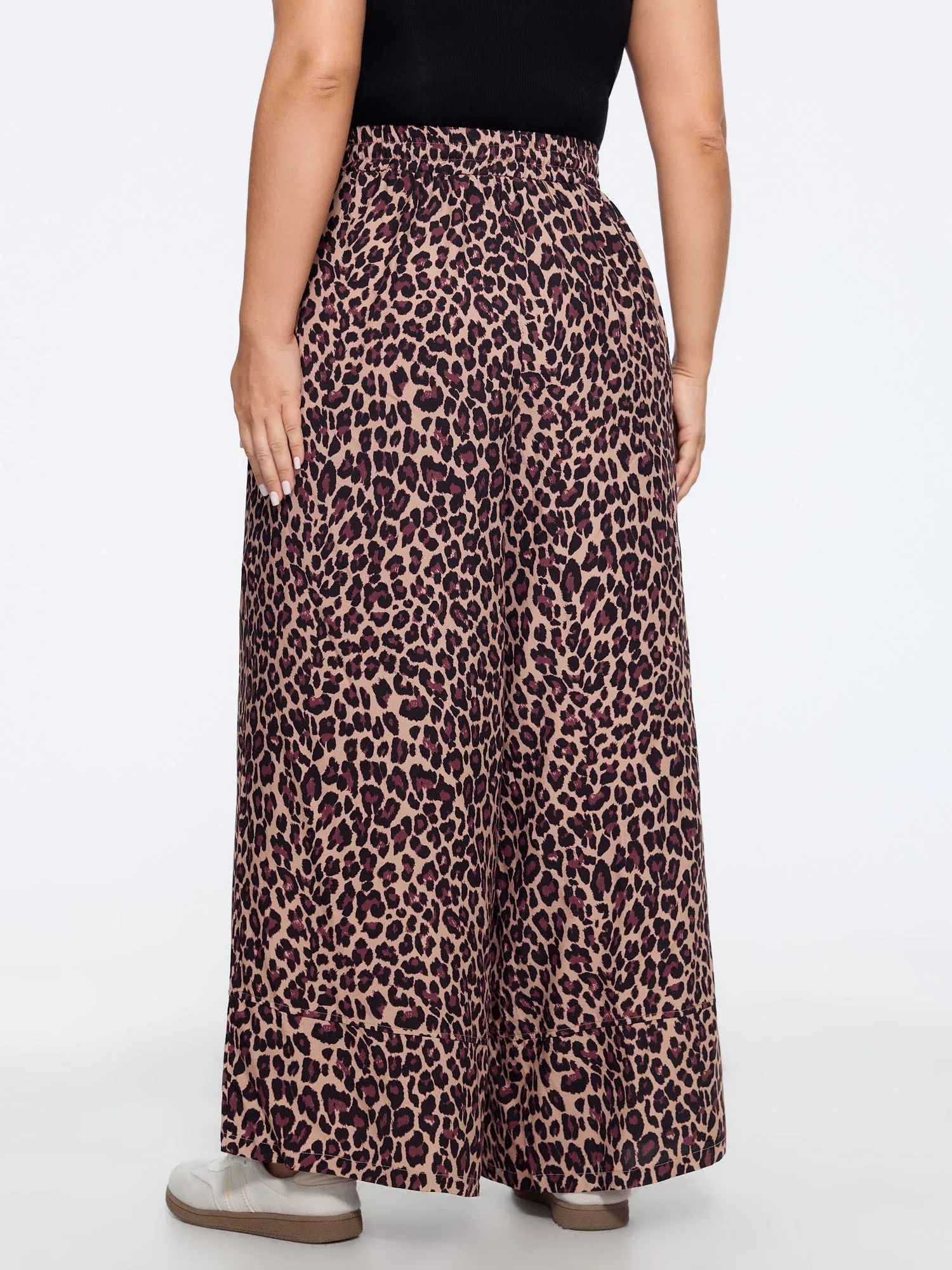 Leopard Print Elastic Waist Wide Leg Pants sold by Bloomchic product image thumbnail 3