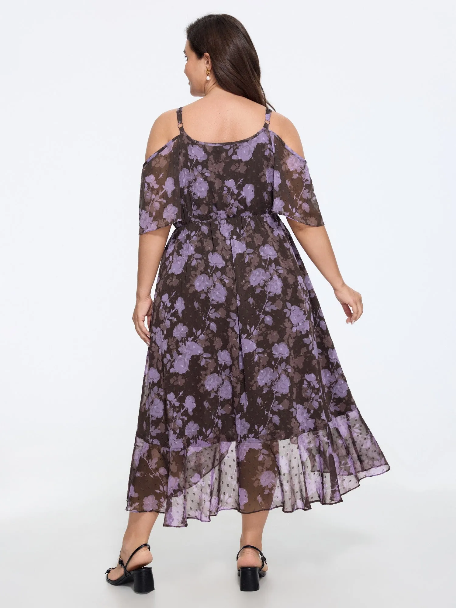 Floral Burnout Textured Chiffon High Low Hem Midi Dress sold by Bloomchic product image thumbnail 3