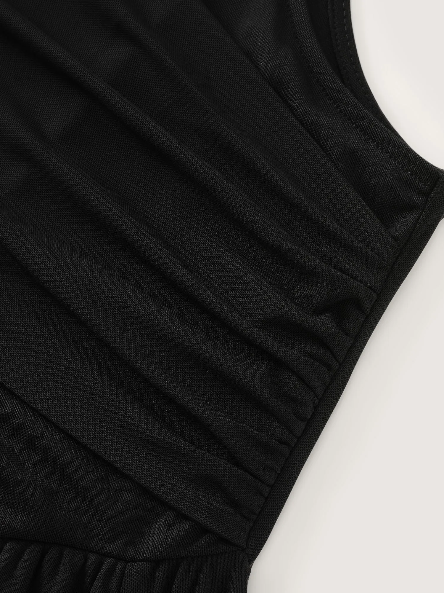 Solid Sleeveless Round Neck Mesh Midi Dress sold by Bloomchic product image thumbnail 5