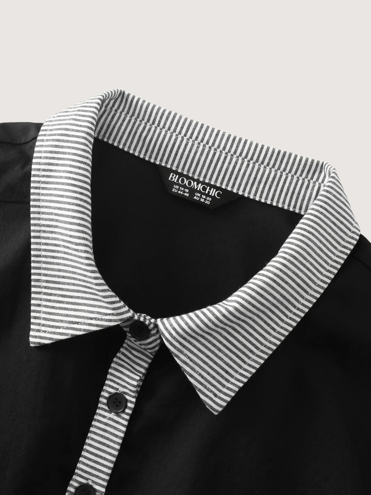 Cotton Striped Contrast Collar Button Down Blouse sold by Bloomchic product image thumbnail 5