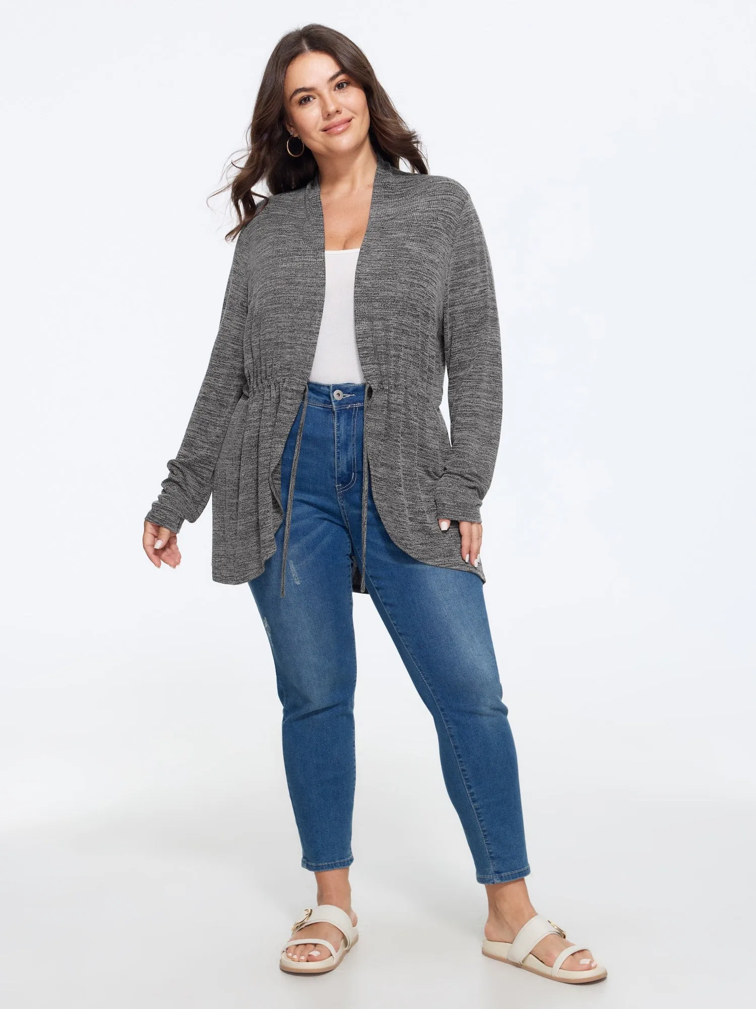 Supersoft Drawstring Waist Long Sleeve Kimono sold by Bloomchic product image thumbnail 4